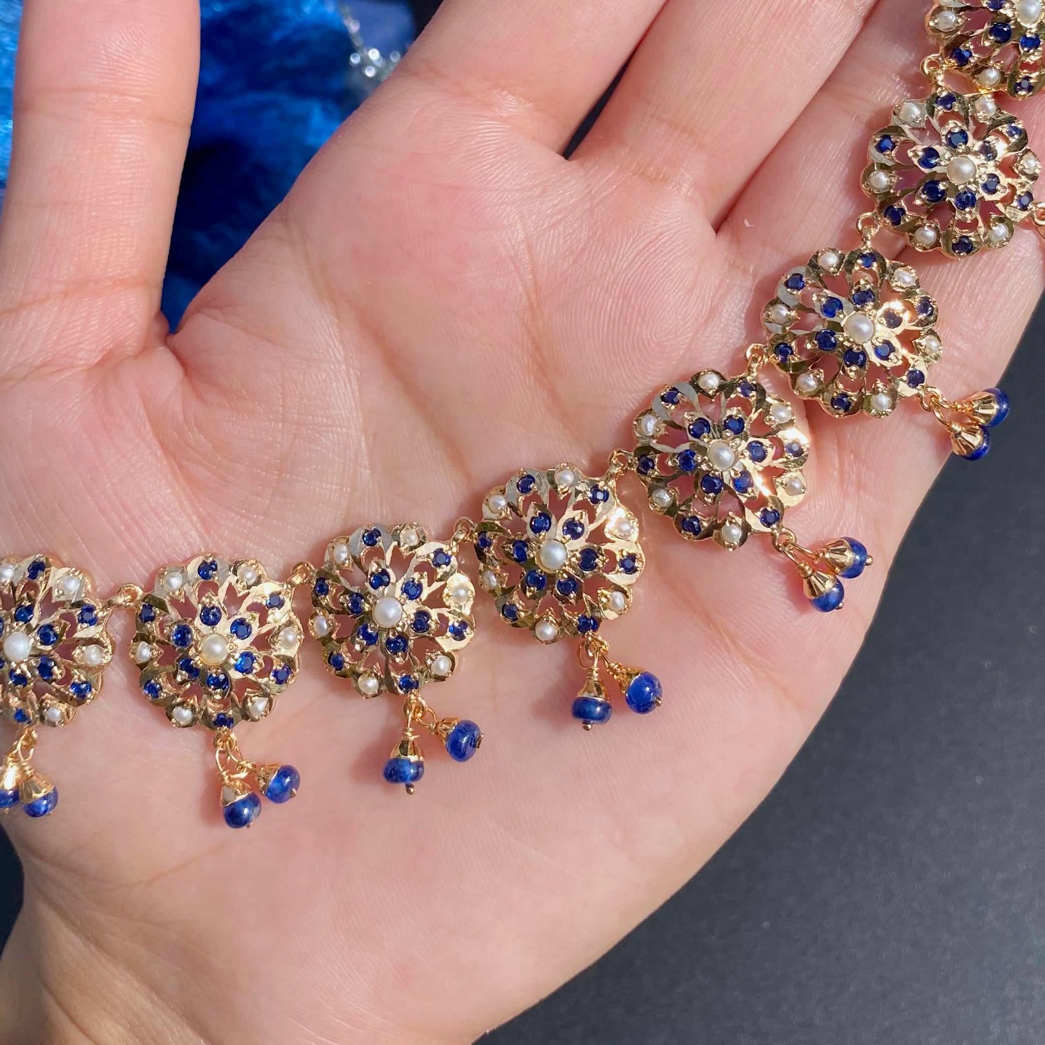 sapphire necklace gold plated