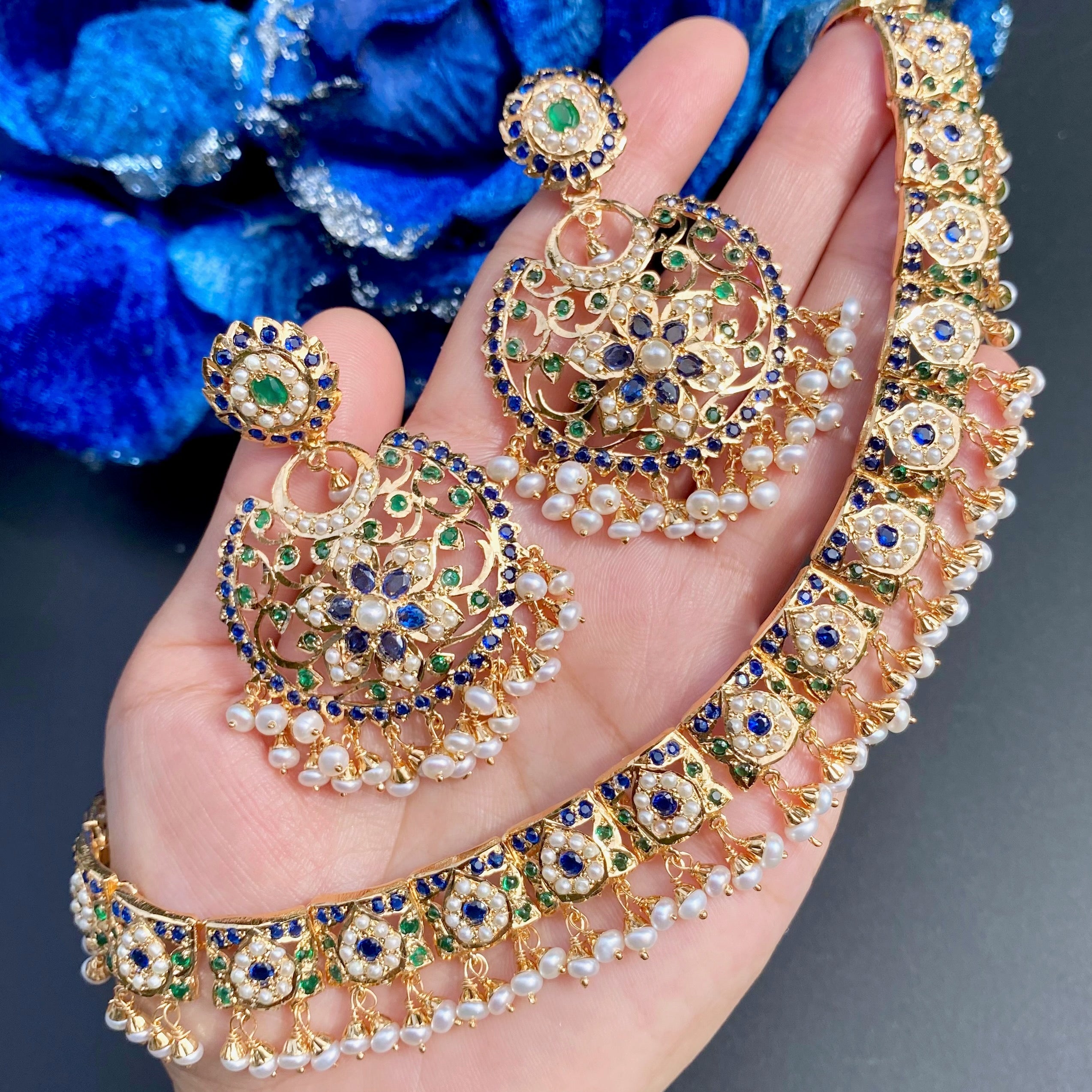 bengali sapphire necklace set
