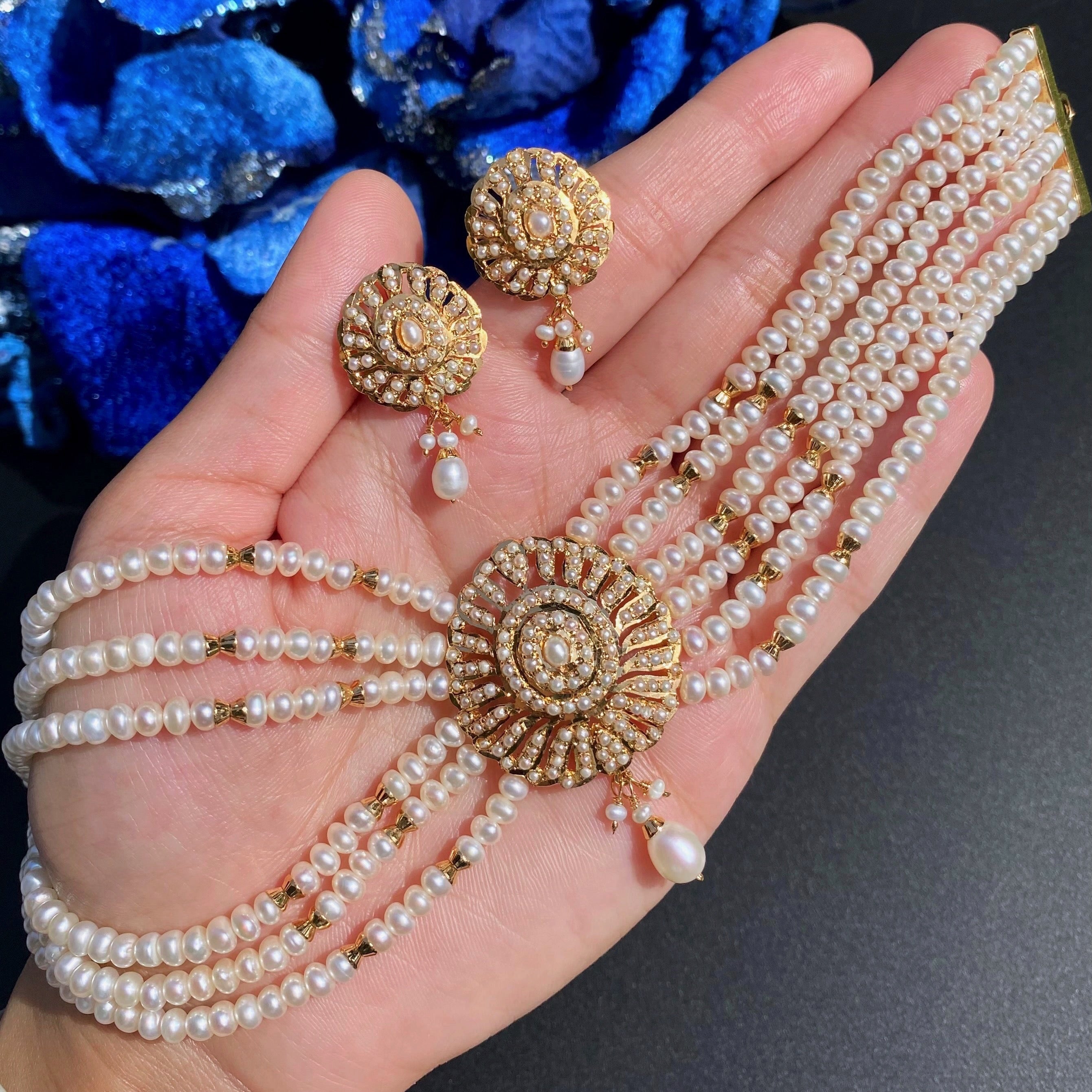 indian pearl choker set