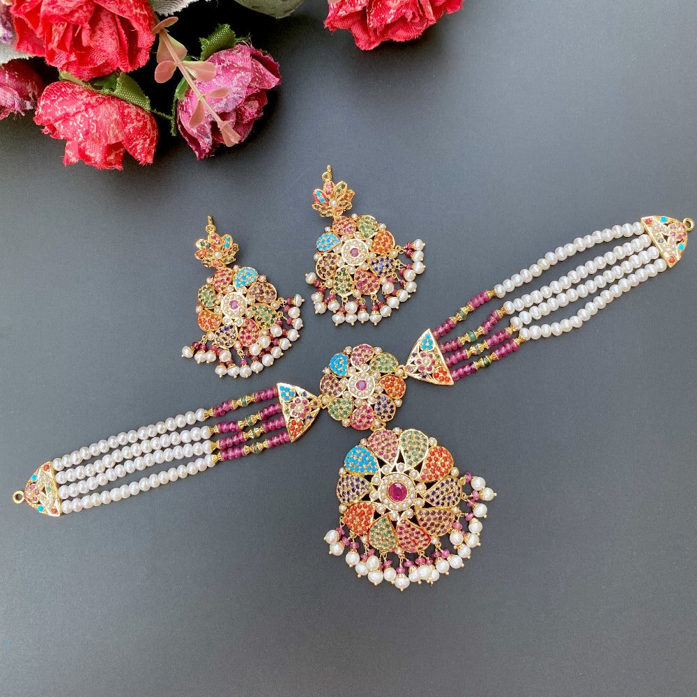 indian navaratna gold choker in usa