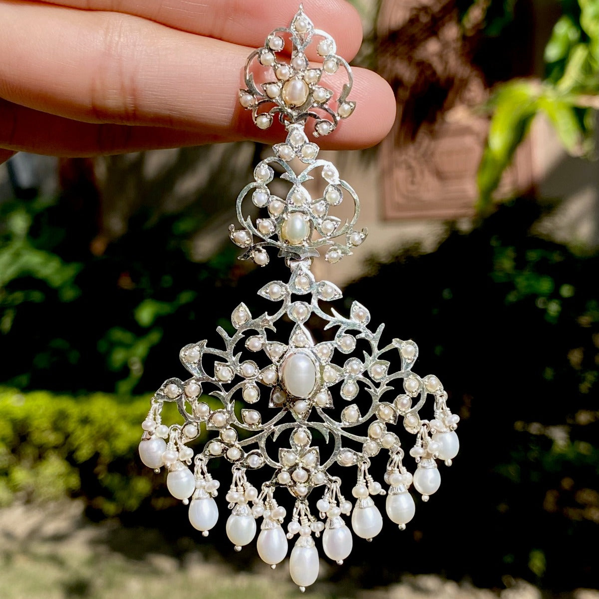 Antique Style Natural Pearl and Silver Earrings | Edwardian Design