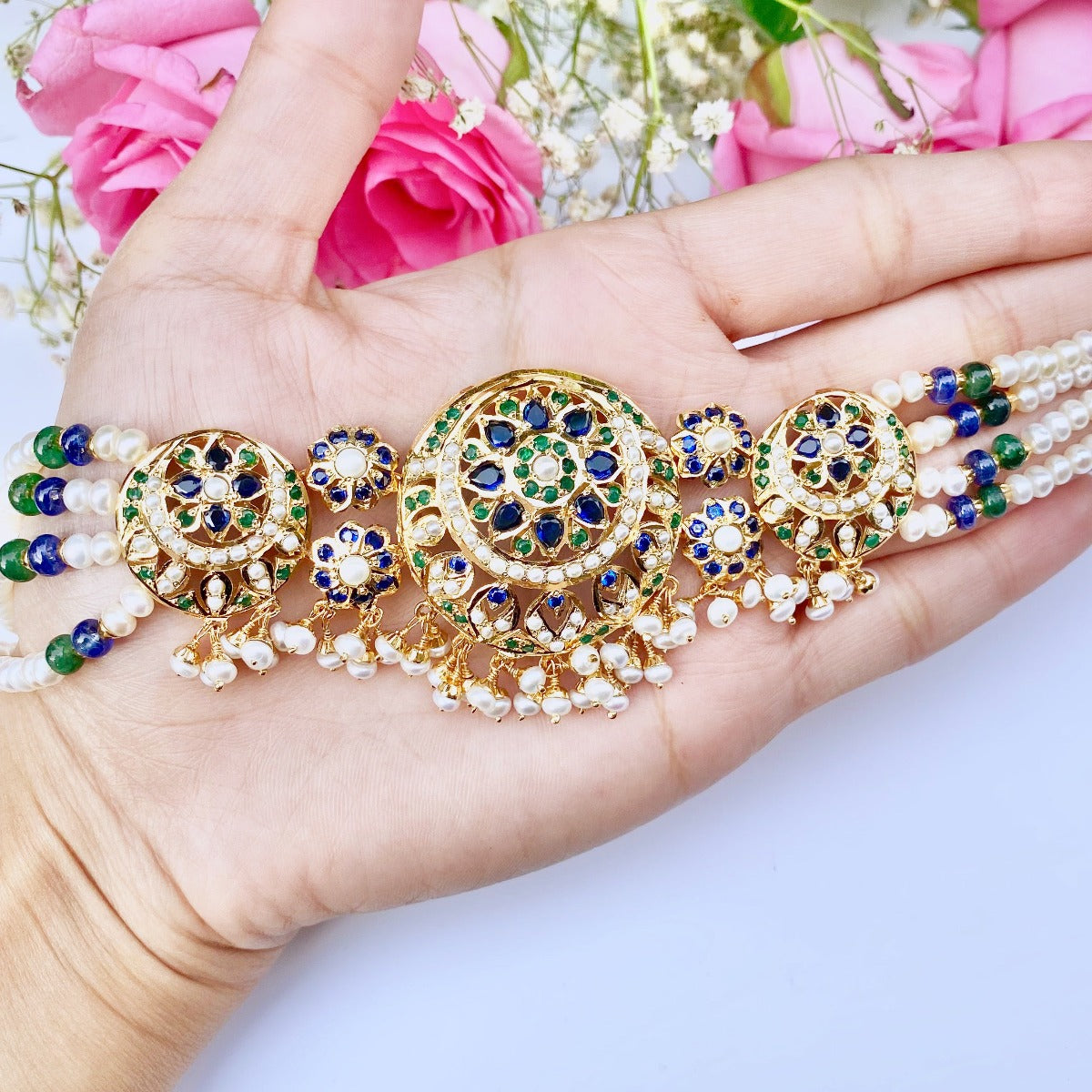 Hyderabadi blue sapphire choker