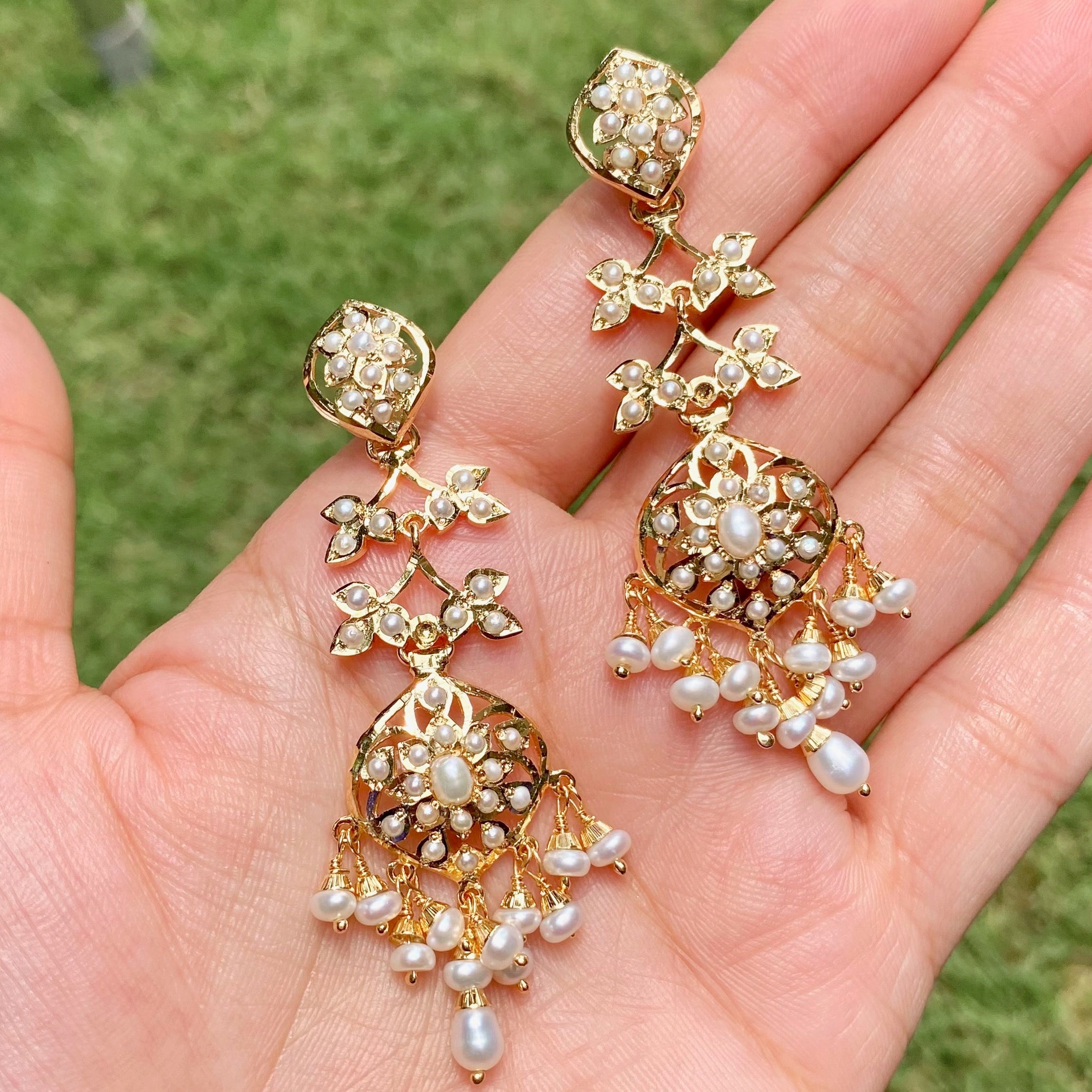 Delicate Pearl Earrings | Gold Plated on Silver Jewelry Online ER 598