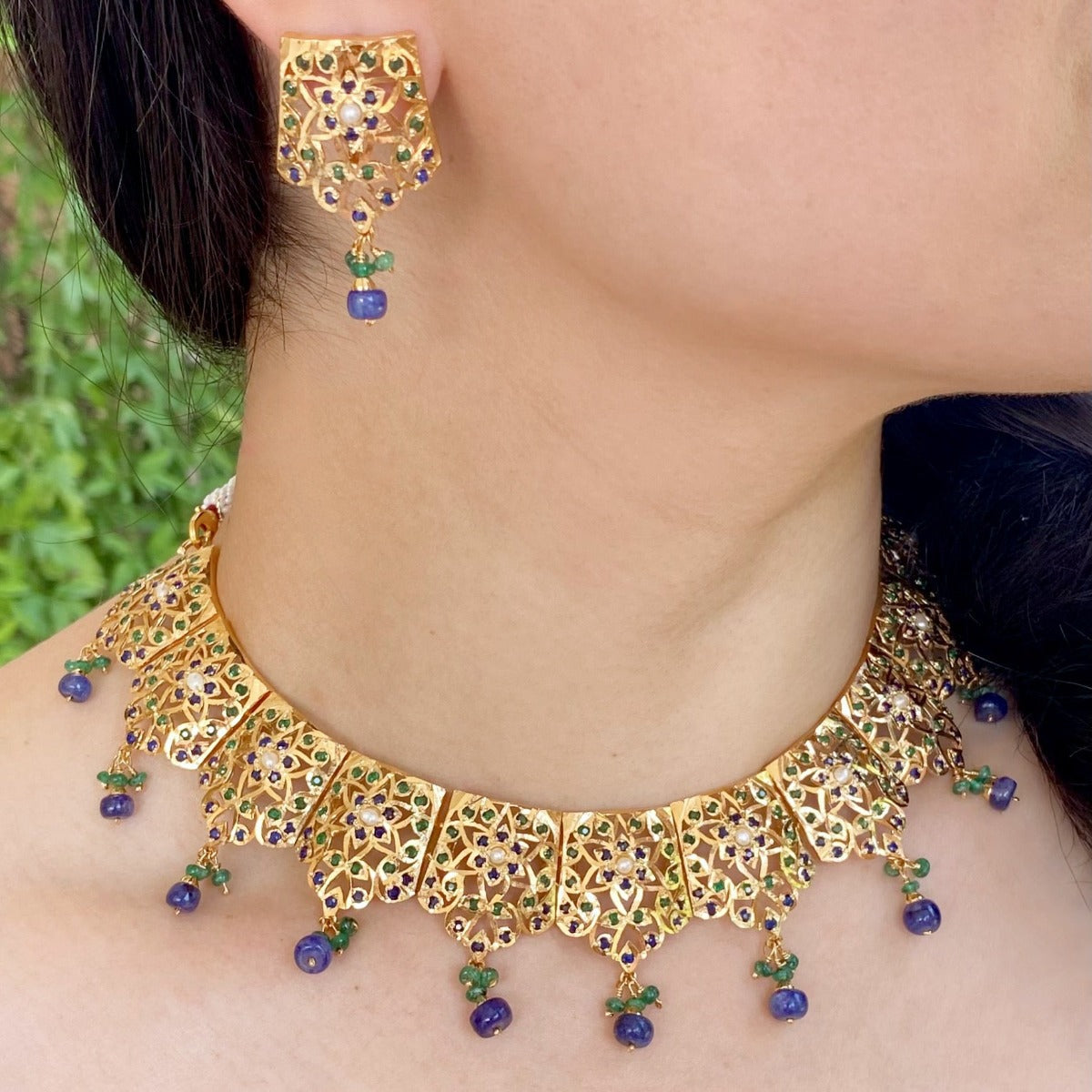 Indian jadau set with gold plating