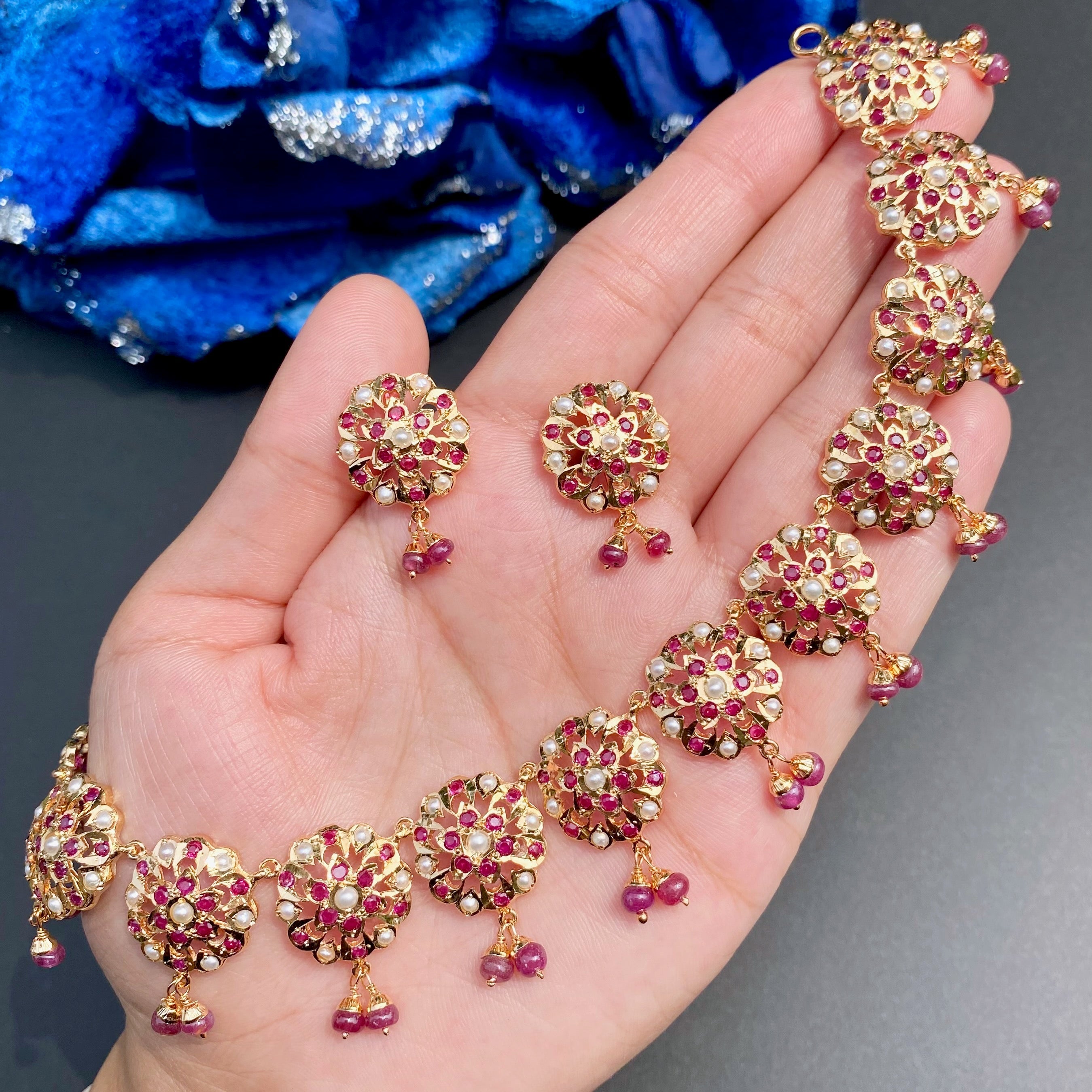 delicate ruby pearl necklace