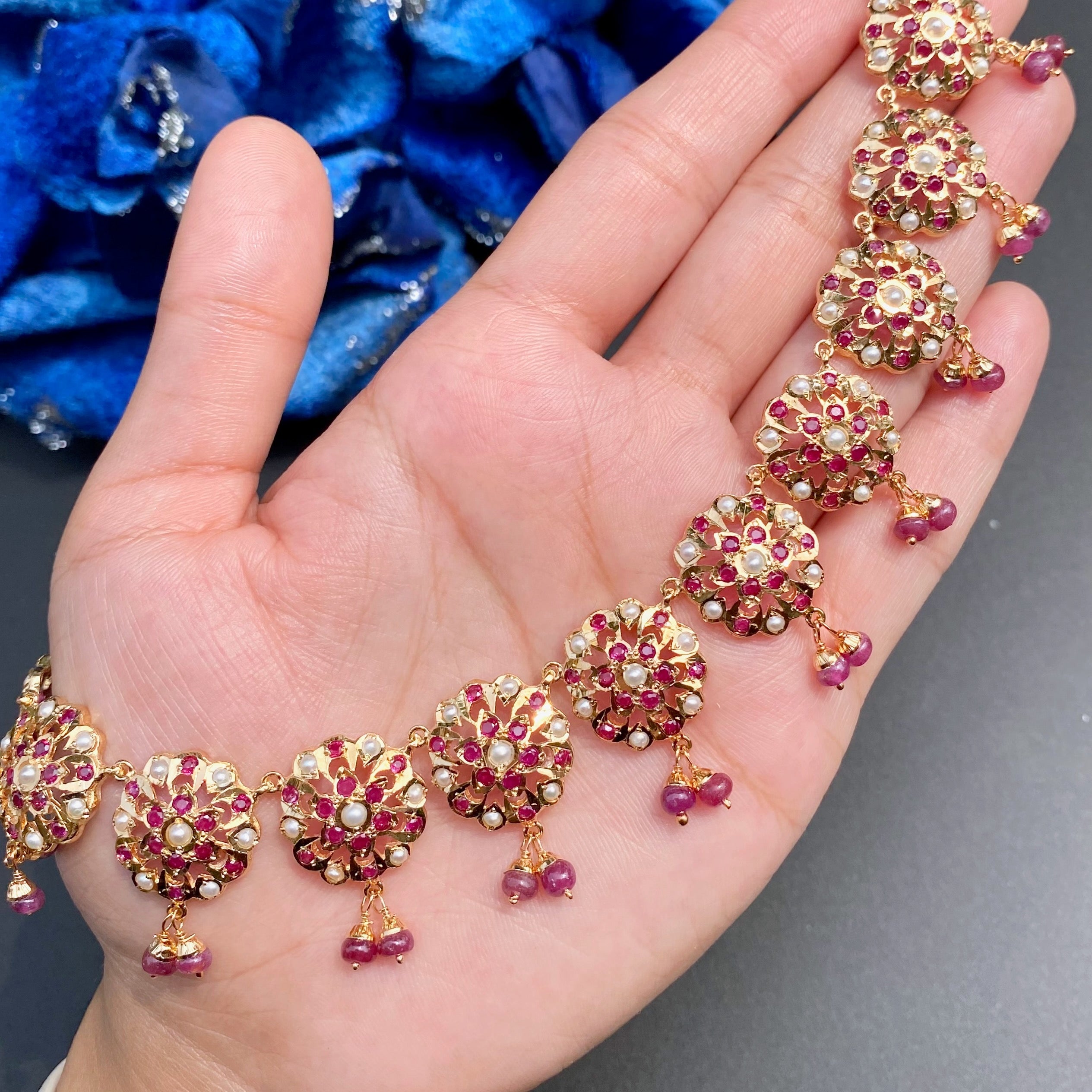 delicate ruby pearl necklace