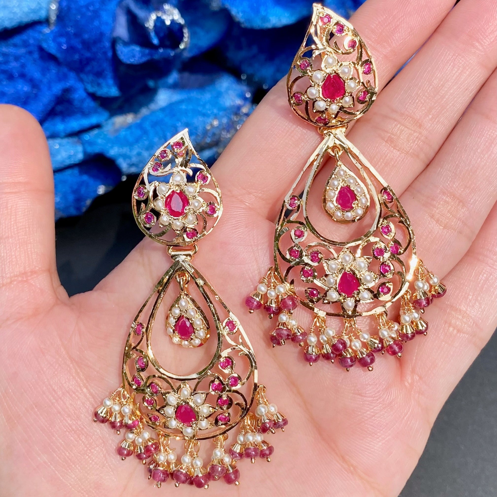 ruby red edwardian necklace set indian