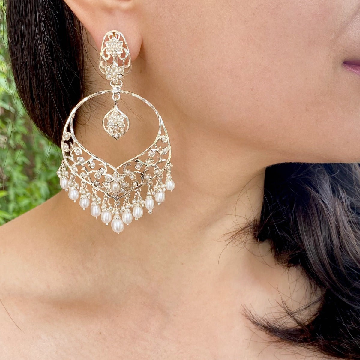 Vintage Edwardian Style Jewelry | Seed Pearl Earrings on Silver