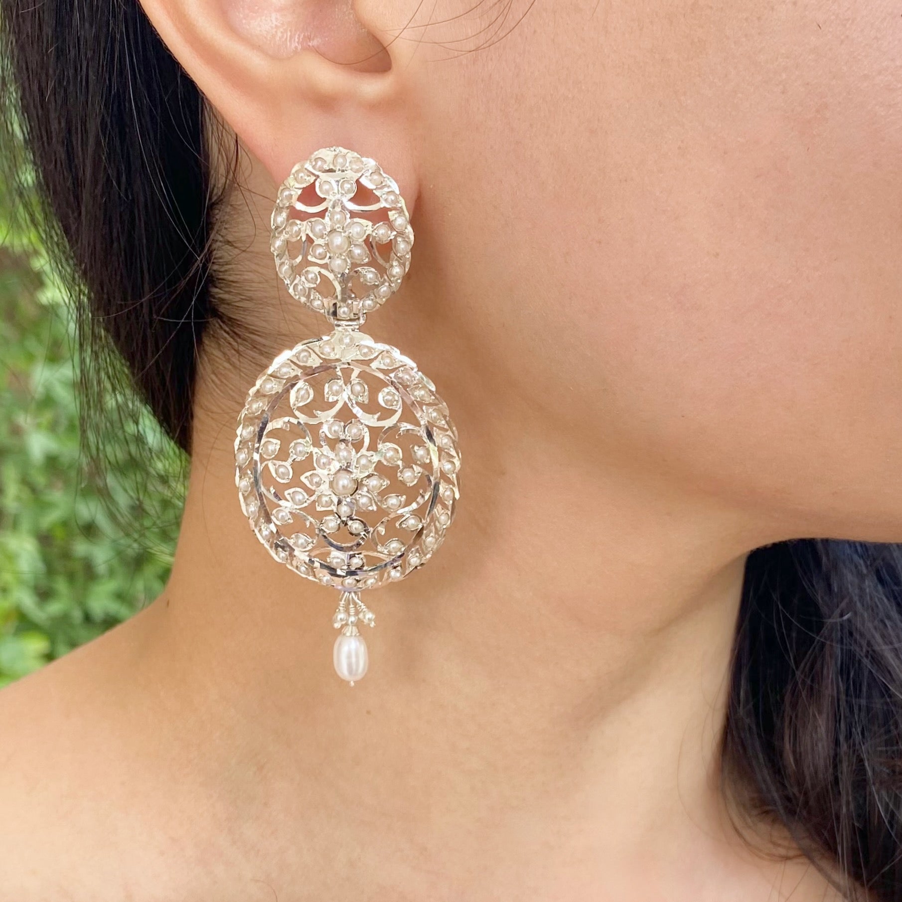 Edwardian Pearl Jewelry | Sterling Silver Earrings