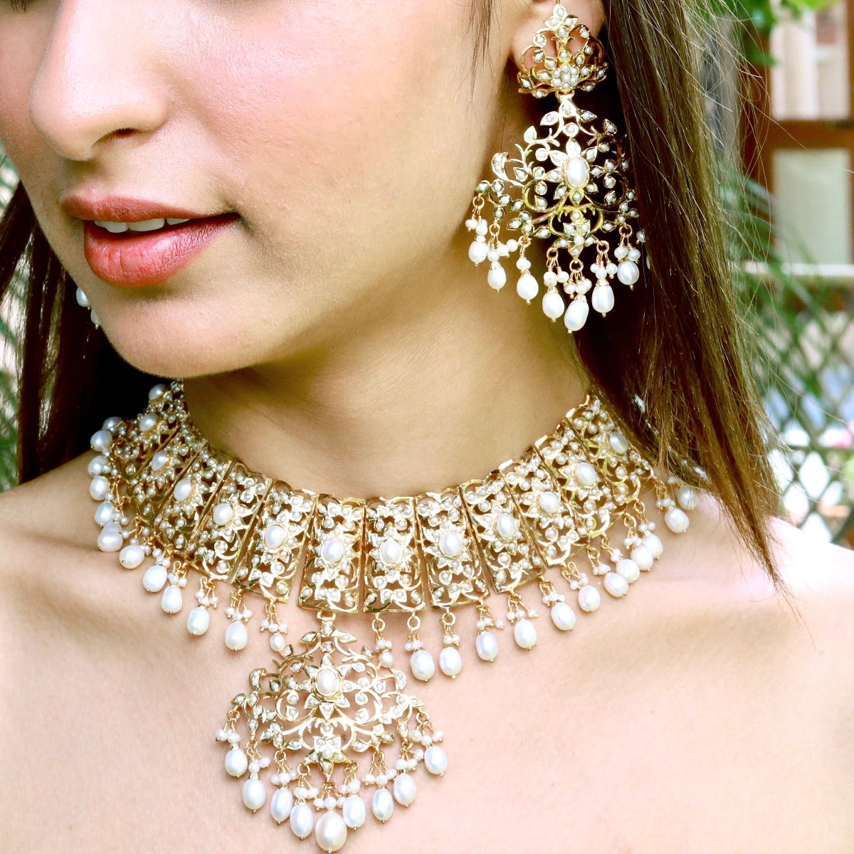 bridal pakistani pearl necklace set