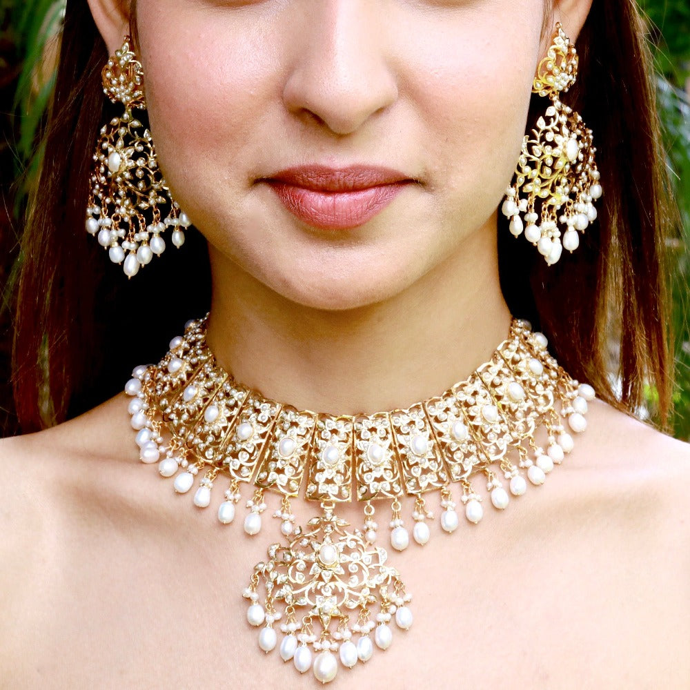 bridal pakistani pearl necklace set