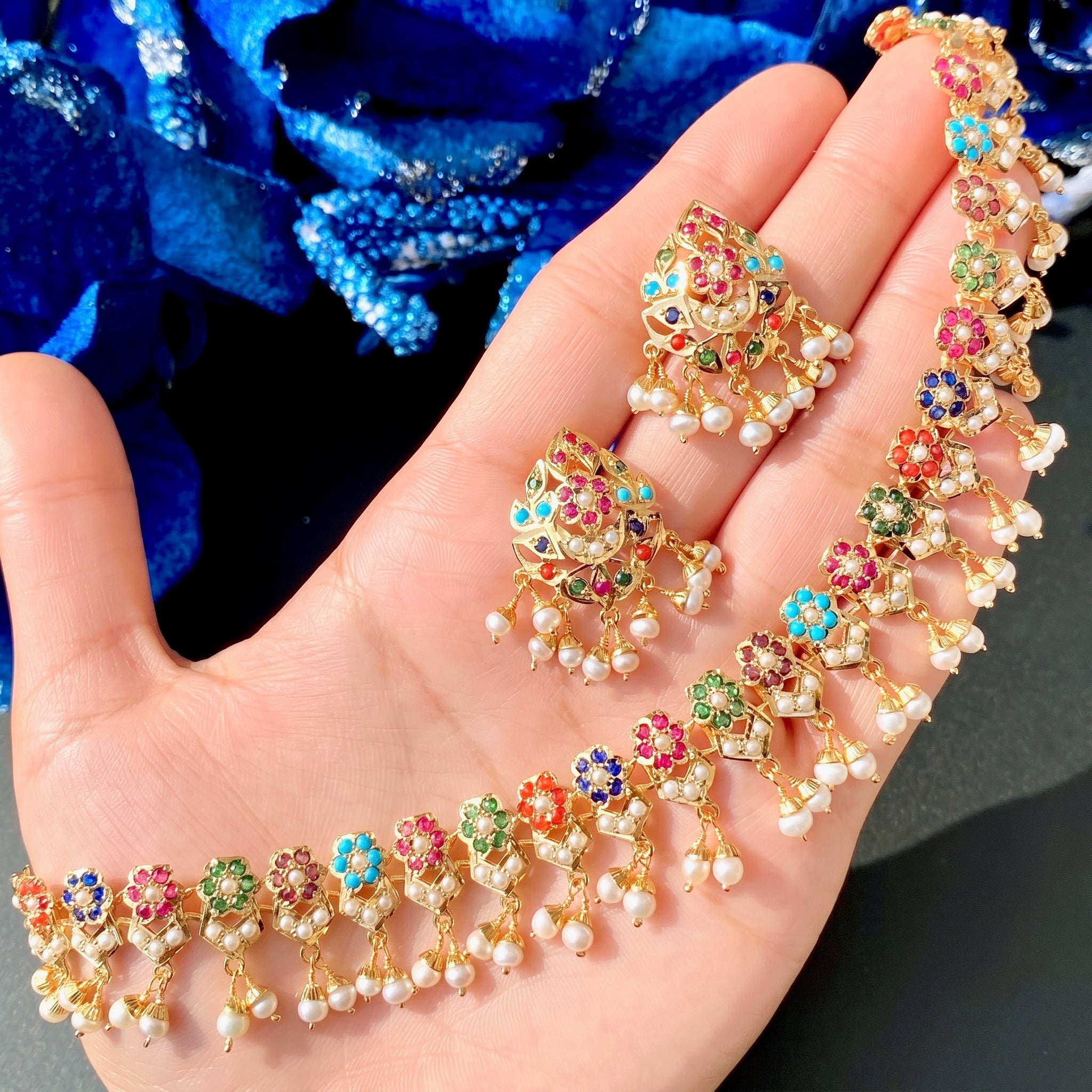 pakistani nauratan necklace set