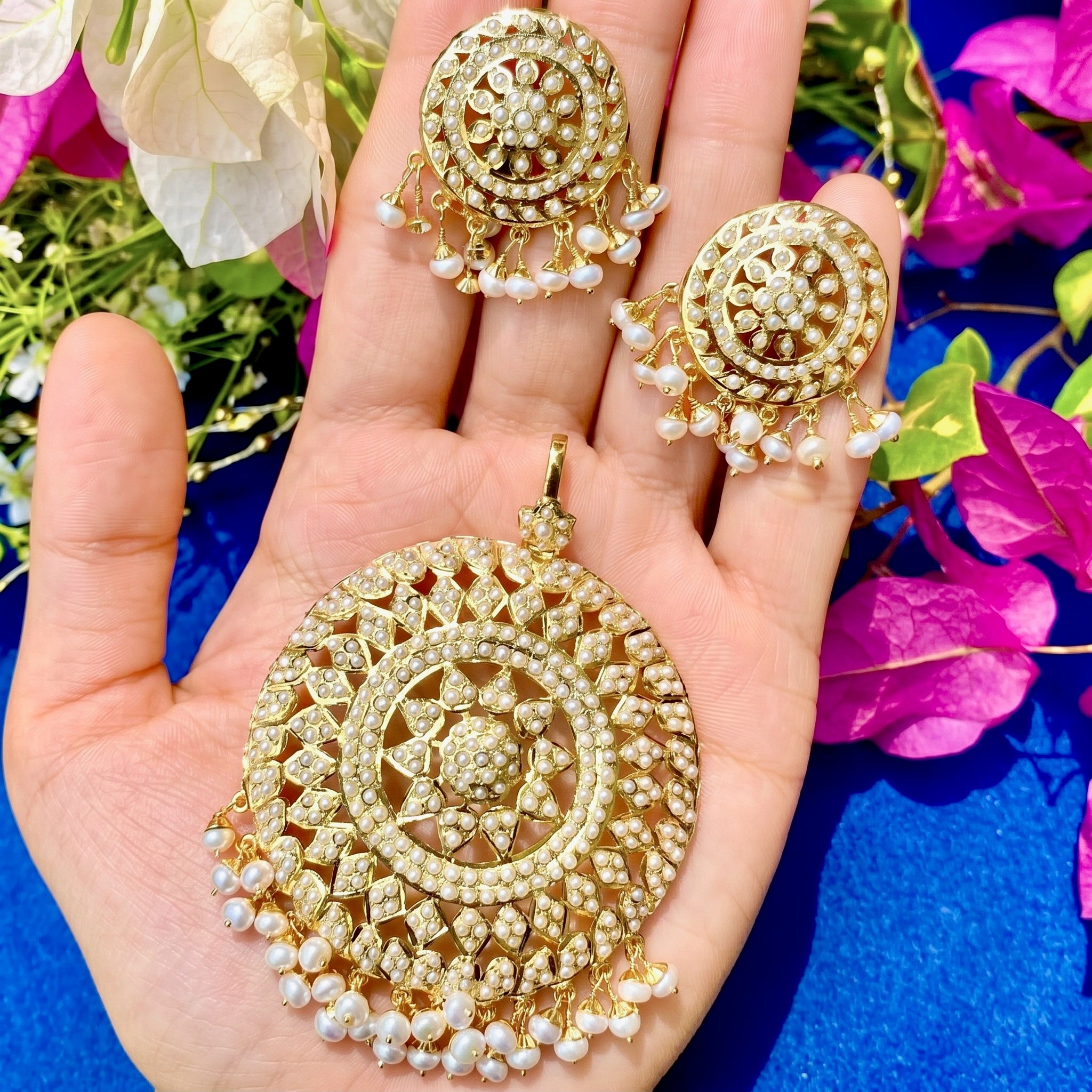 gold plated pearl locket set in usa