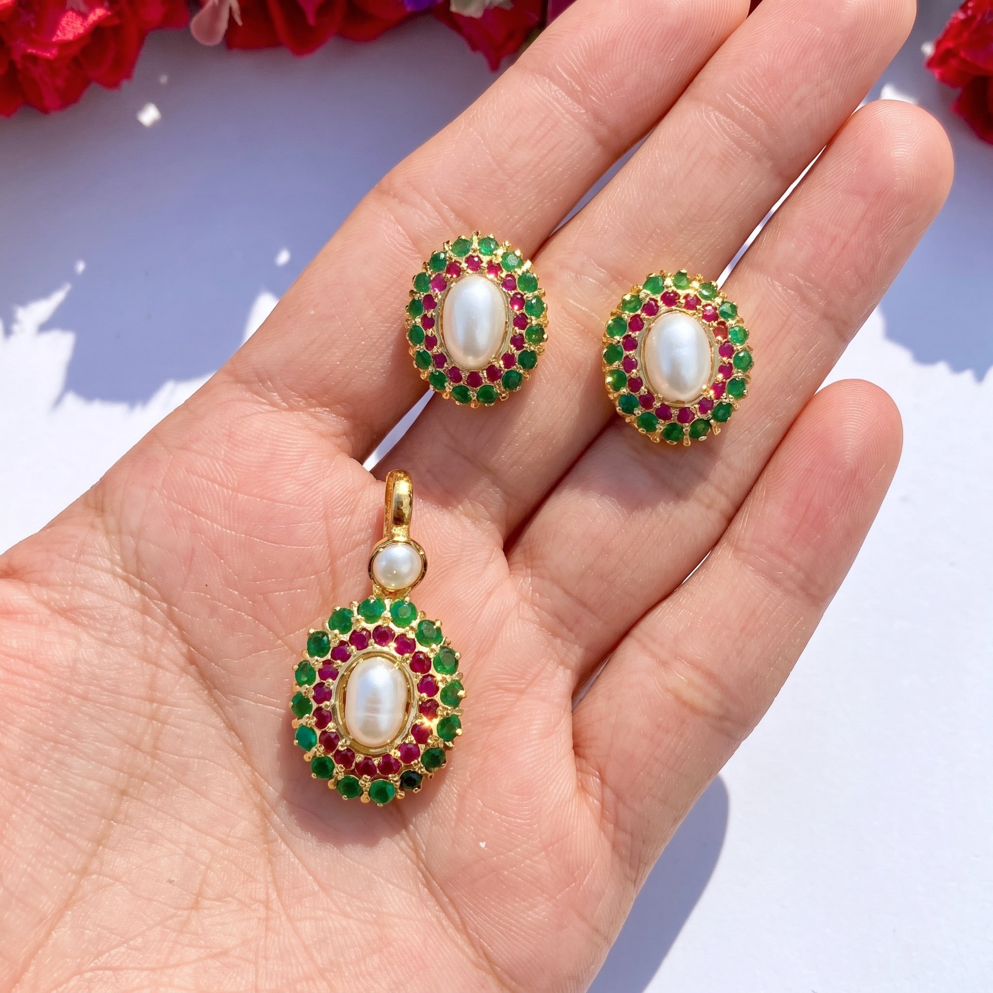 pendant set with gold plating