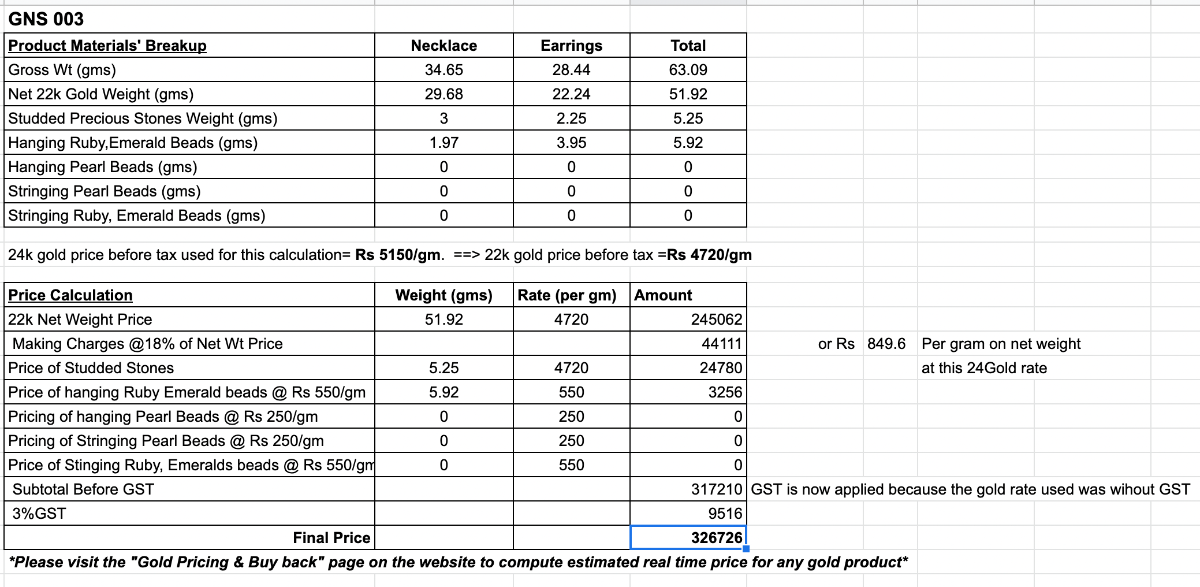 gold necklace and earrings set for women