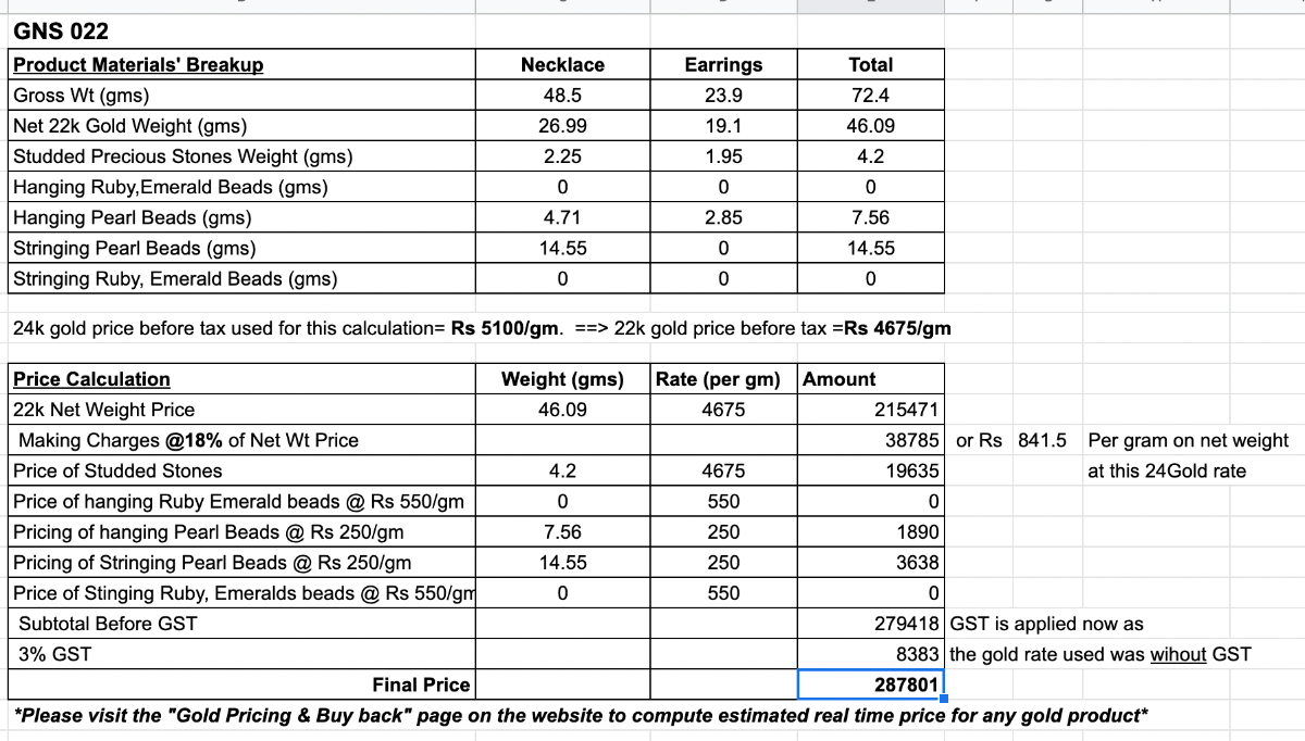pearl choker necklace complete with chandbali earrings in 22k gold