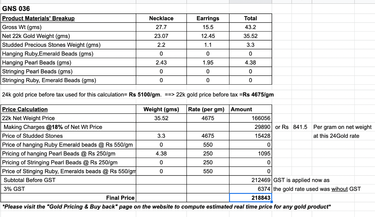 simple indian gold necklace studded with ruby emerald pearls