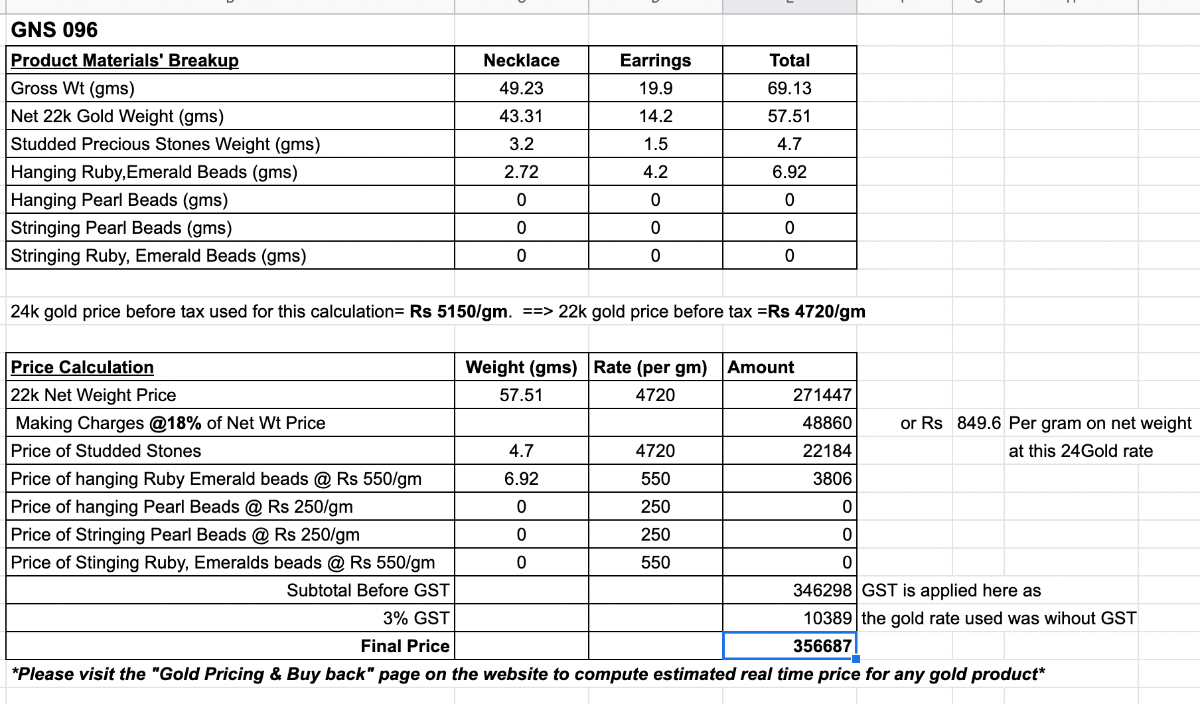 jadau rod set in 22 carat gold