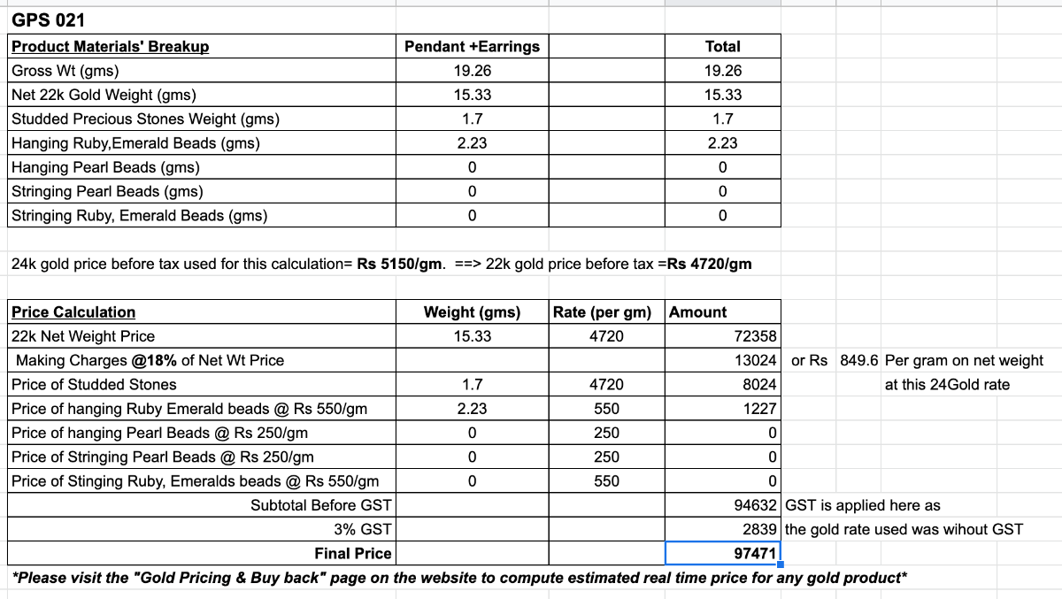 22 carat gold pakistani pendant