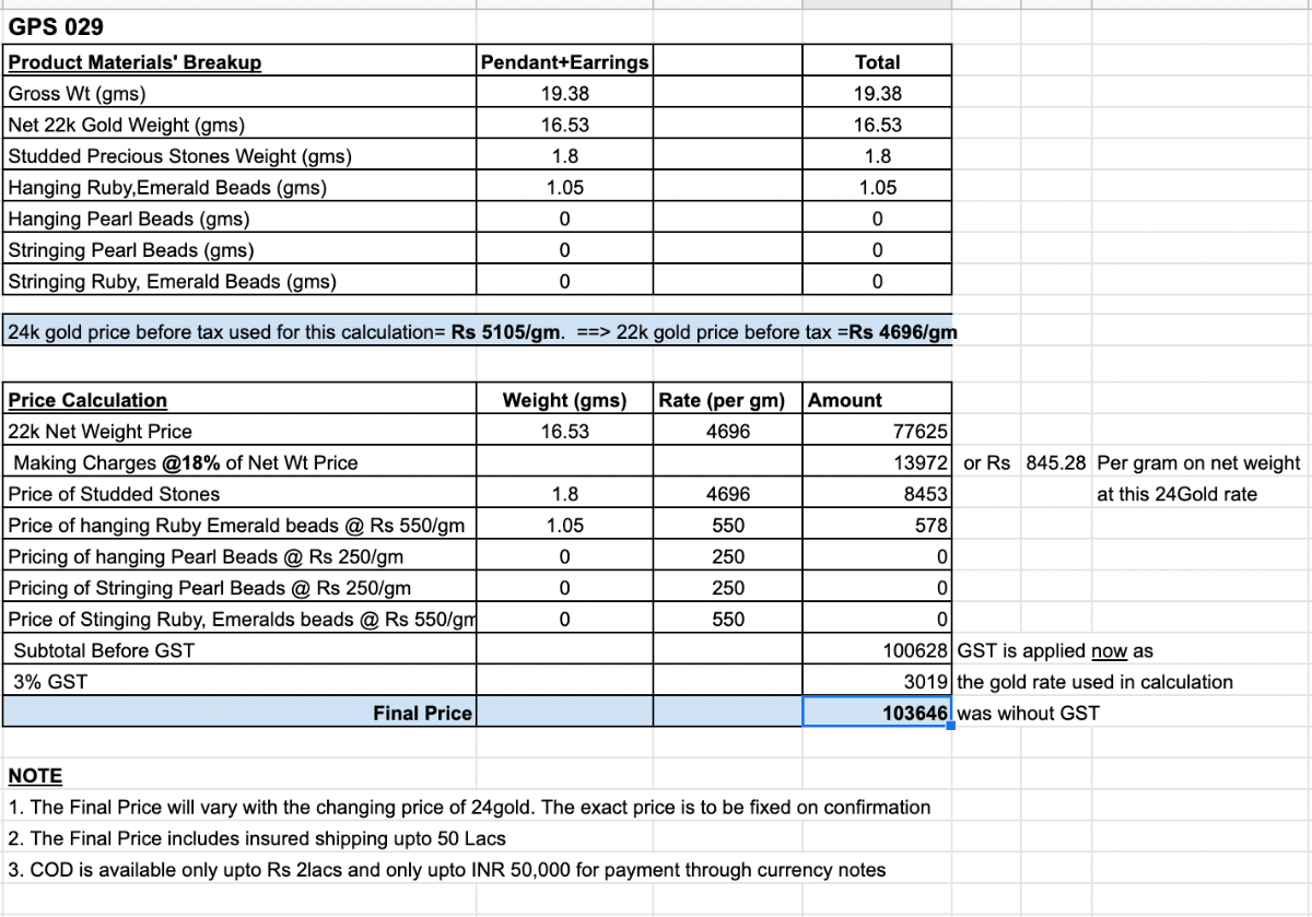 multicoloured jadau pendant set gold