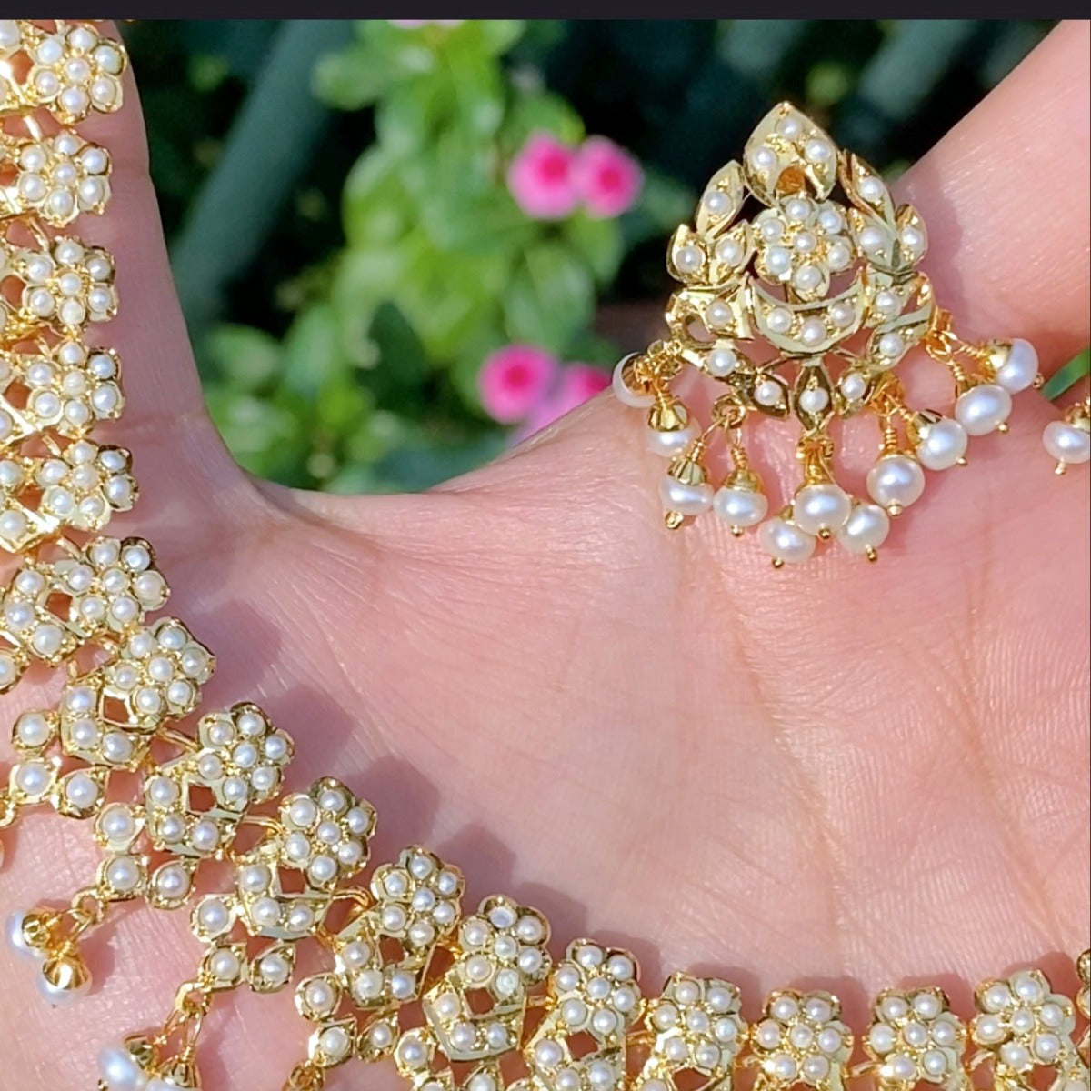 gold plated necklace freshwater pearls