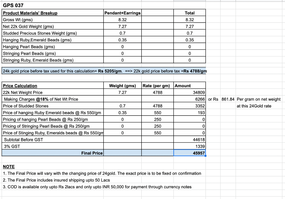 jadau pendant gold precious stones