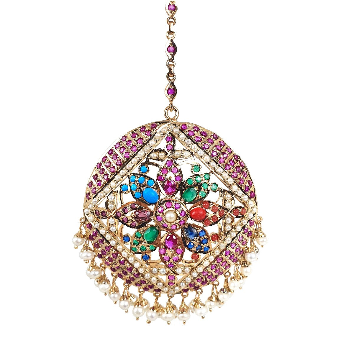 hyderabadi bridal teeka in gold plated silver