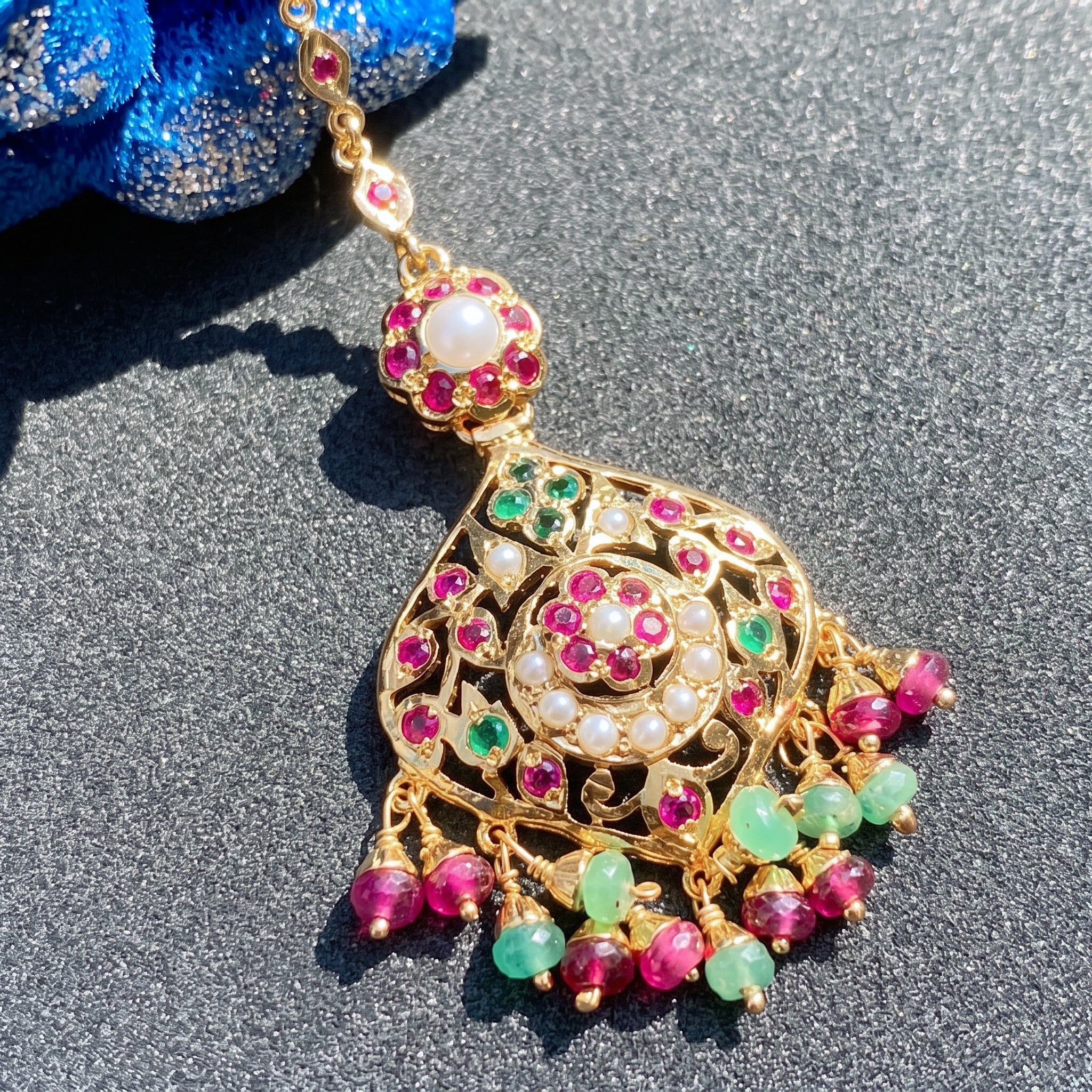 maang tikka gold plated silver