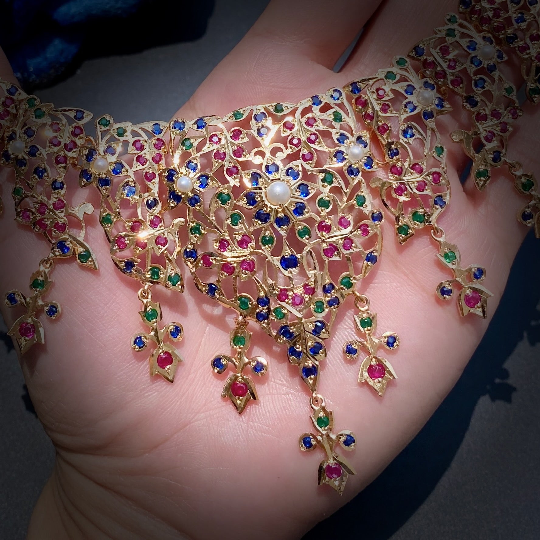 antique gold plated indian necklace earrings