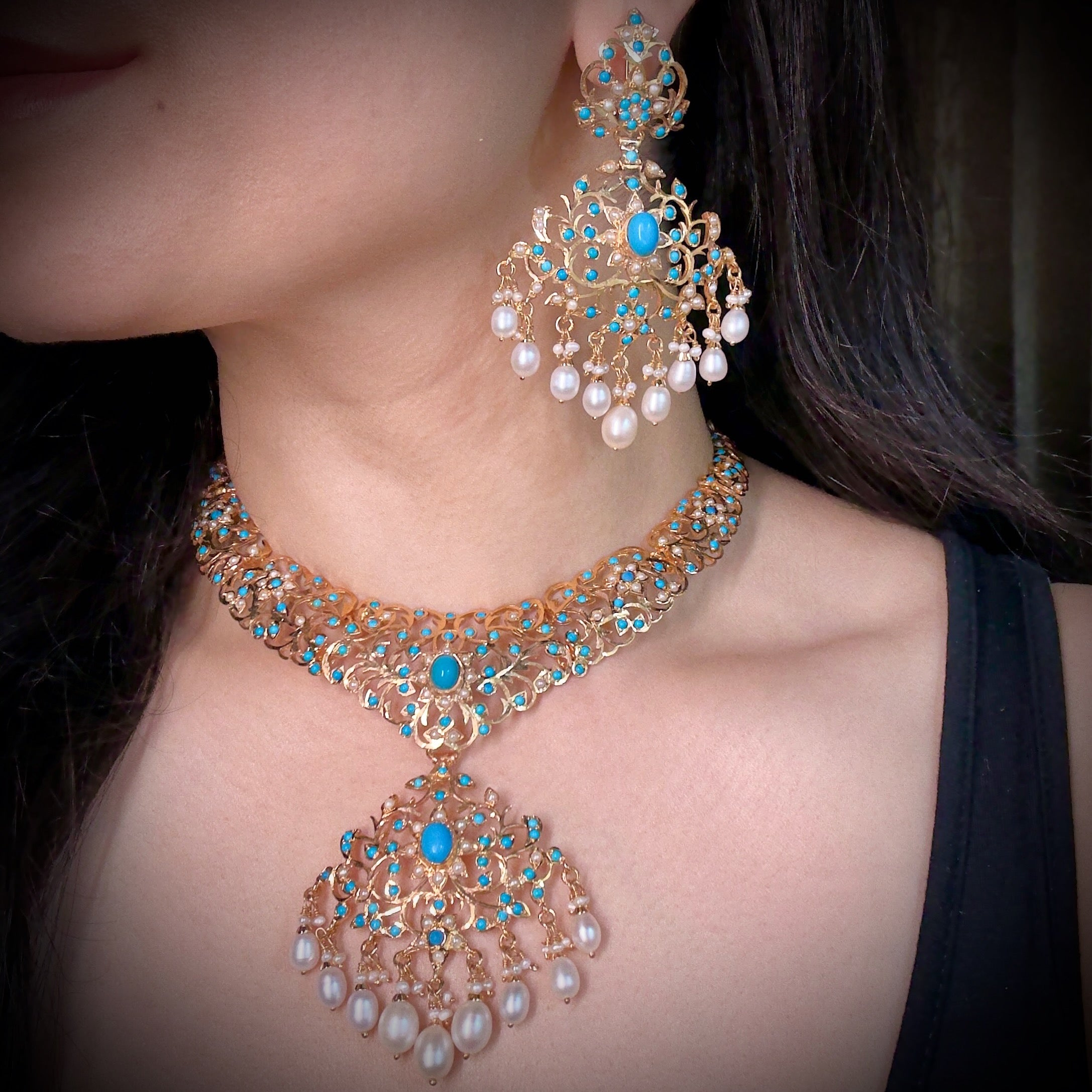 turquoise necklace set indian