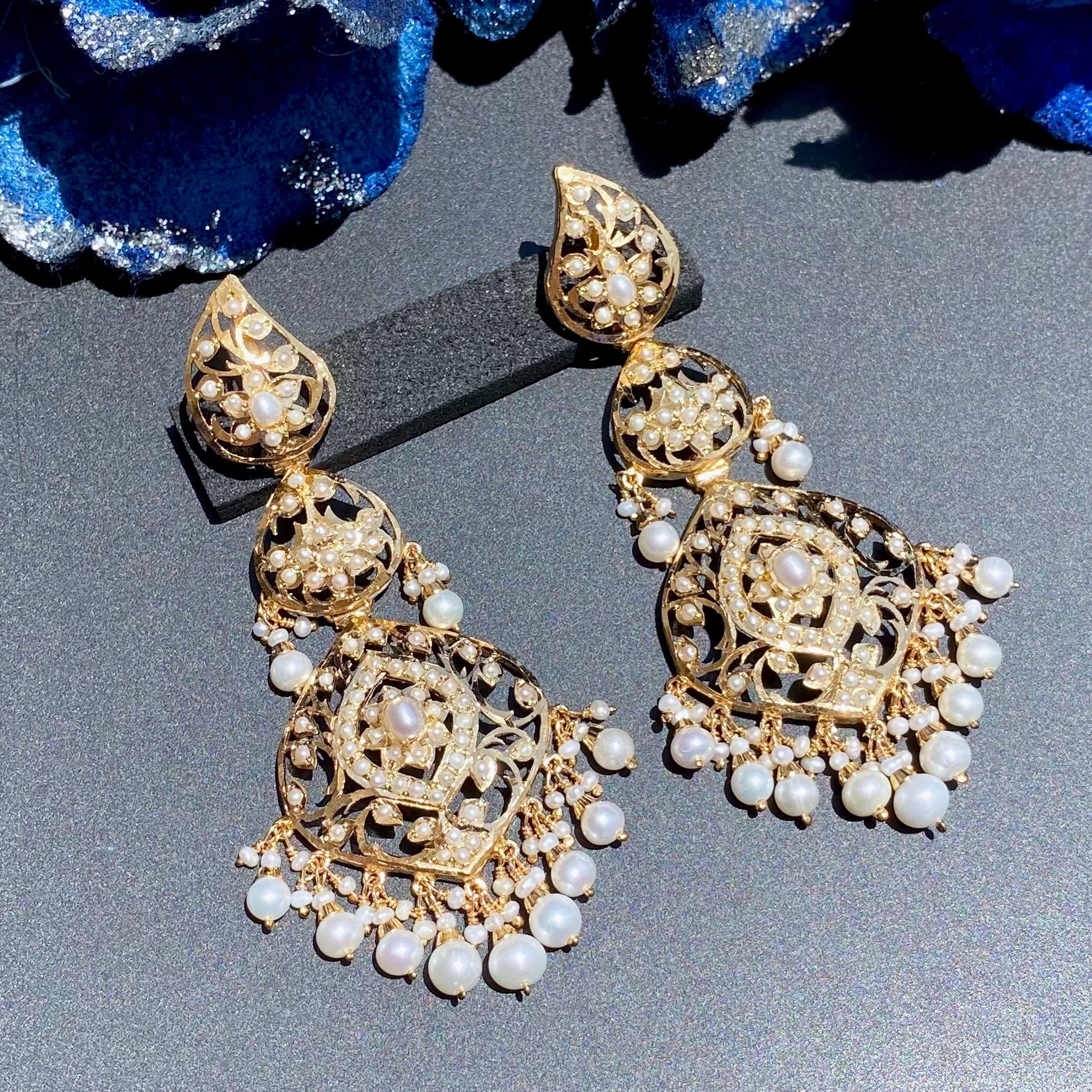 stunning jadau earrings on silver
