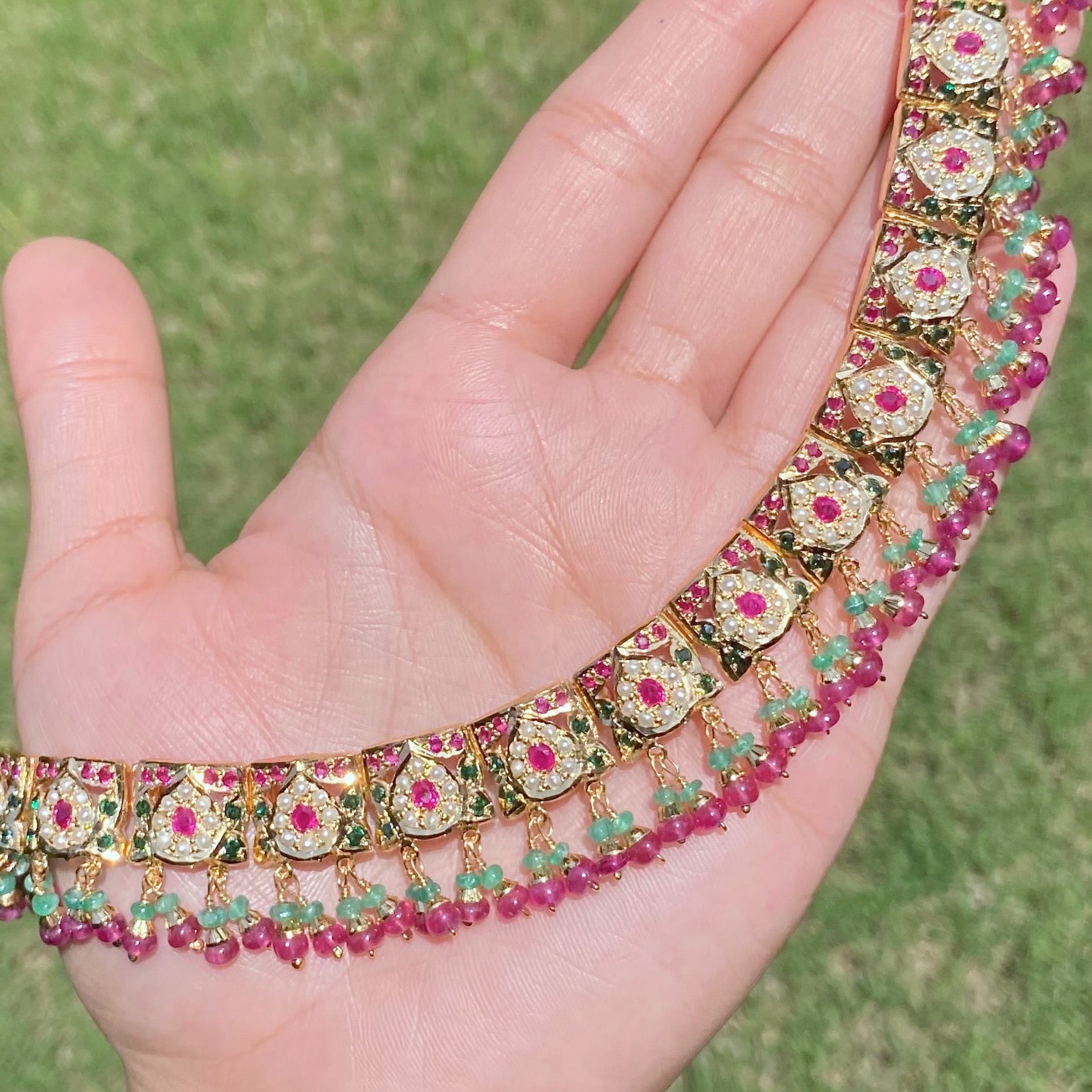 jadau guluband set on silver with gold plating