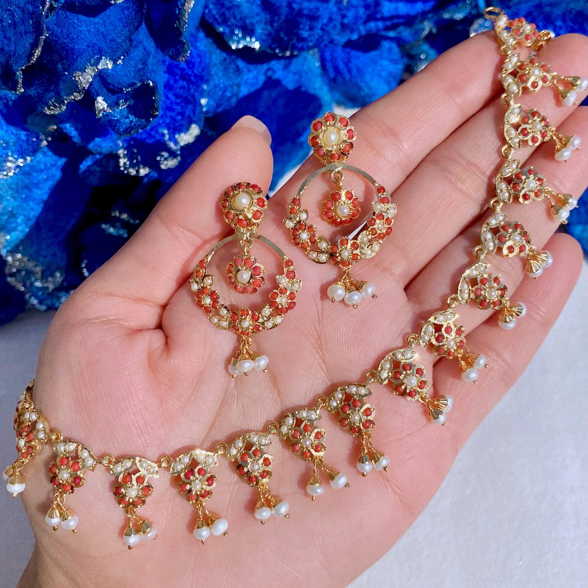 delicate coral necklace set