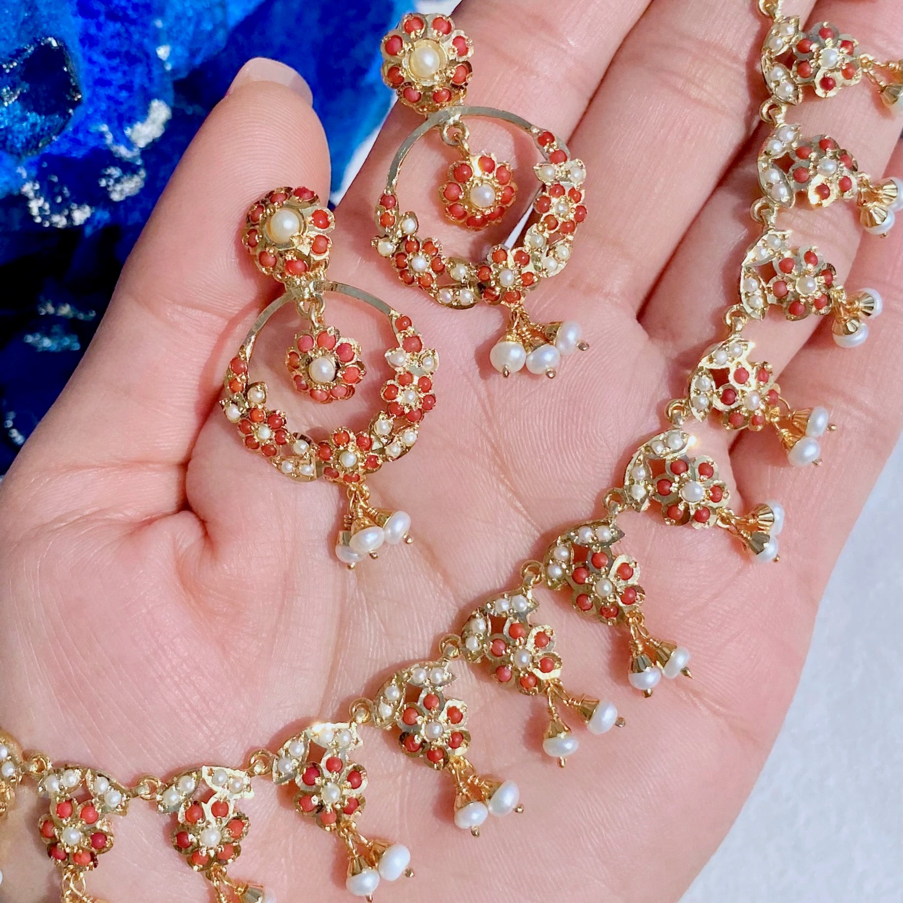 delicate coral necklace set