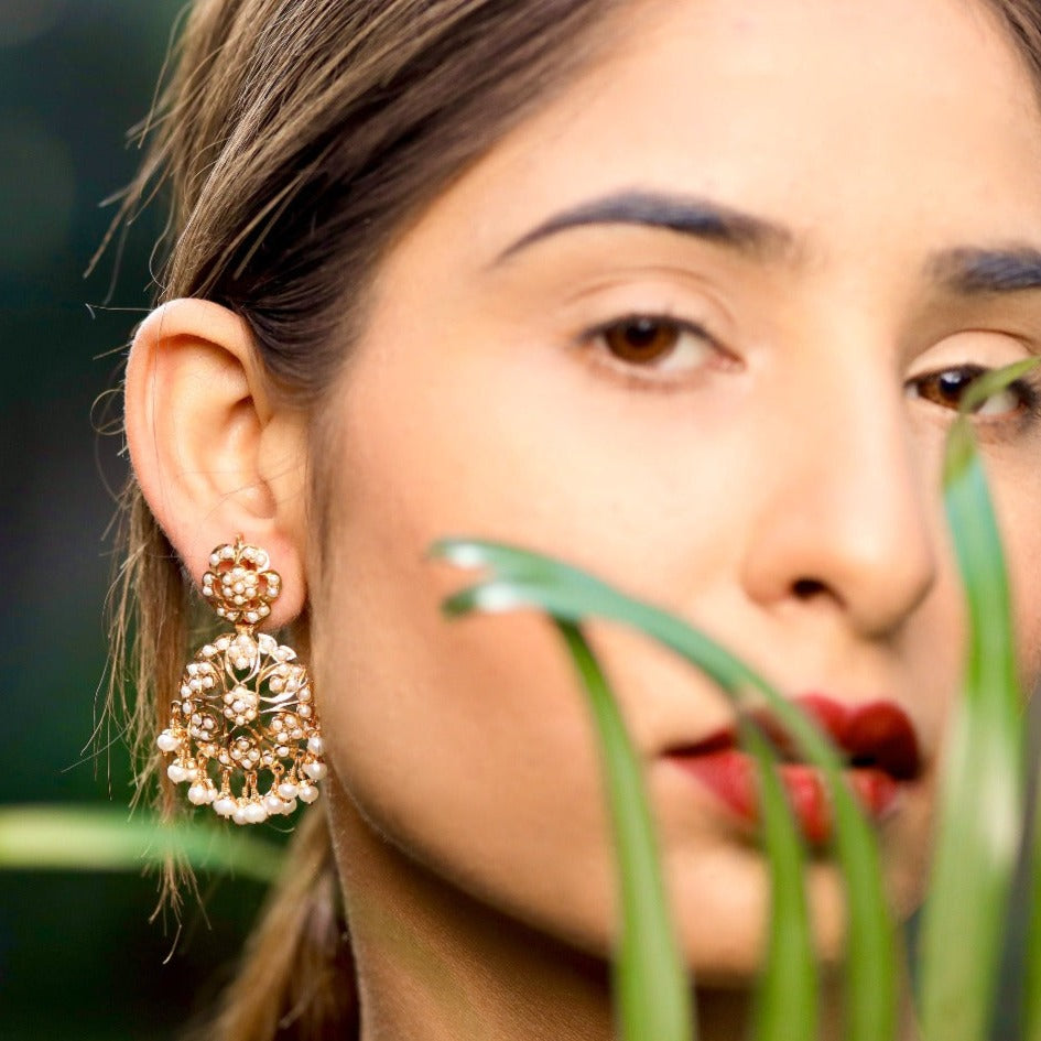 Pearl Earrings on Silver with Gold Plating | Sober & Classy Design For Gifting ER 033