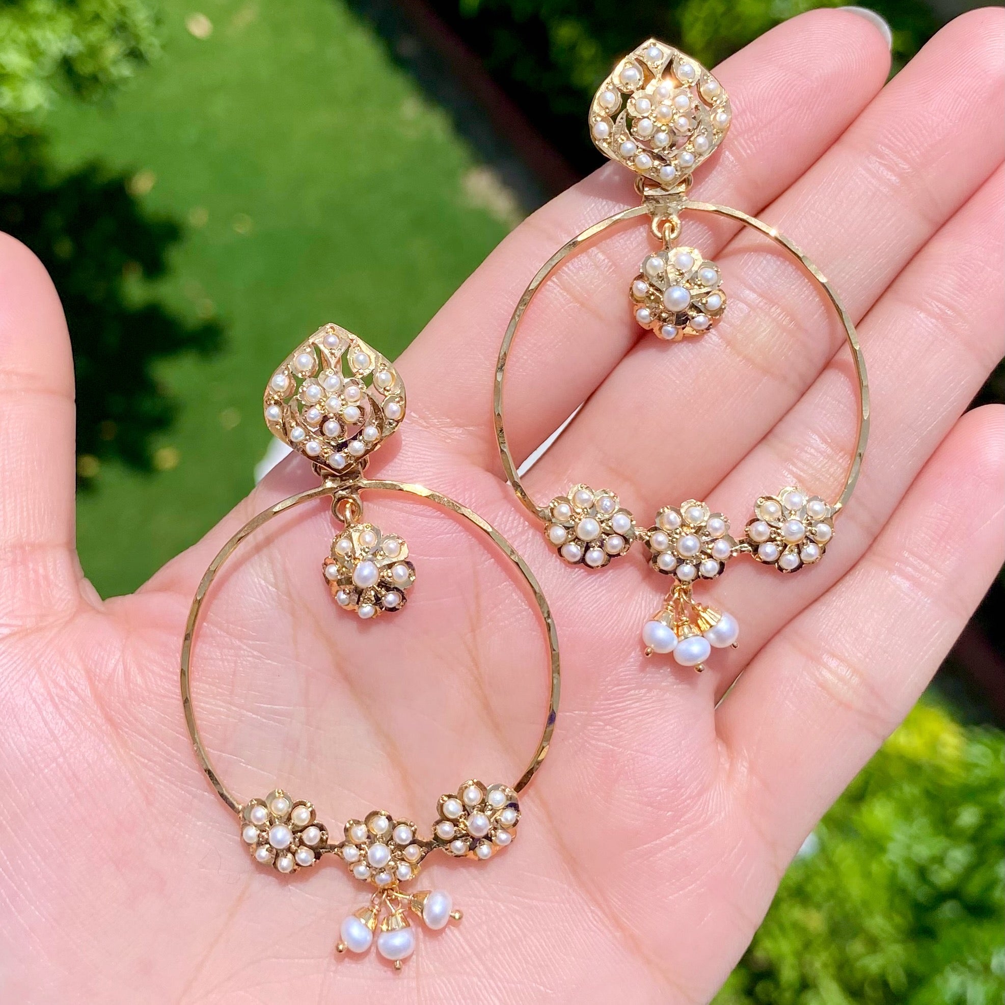 dainty pearl chandbali earrings gold plated on silver for girls