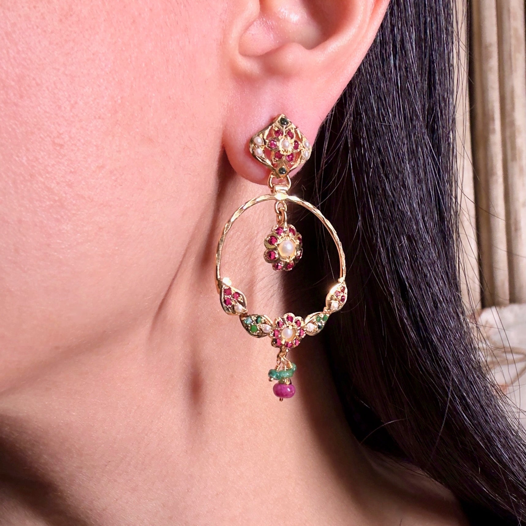 Delicate Chandbali Earrings For Girls | Gold Plated Sterling Silver ER 563