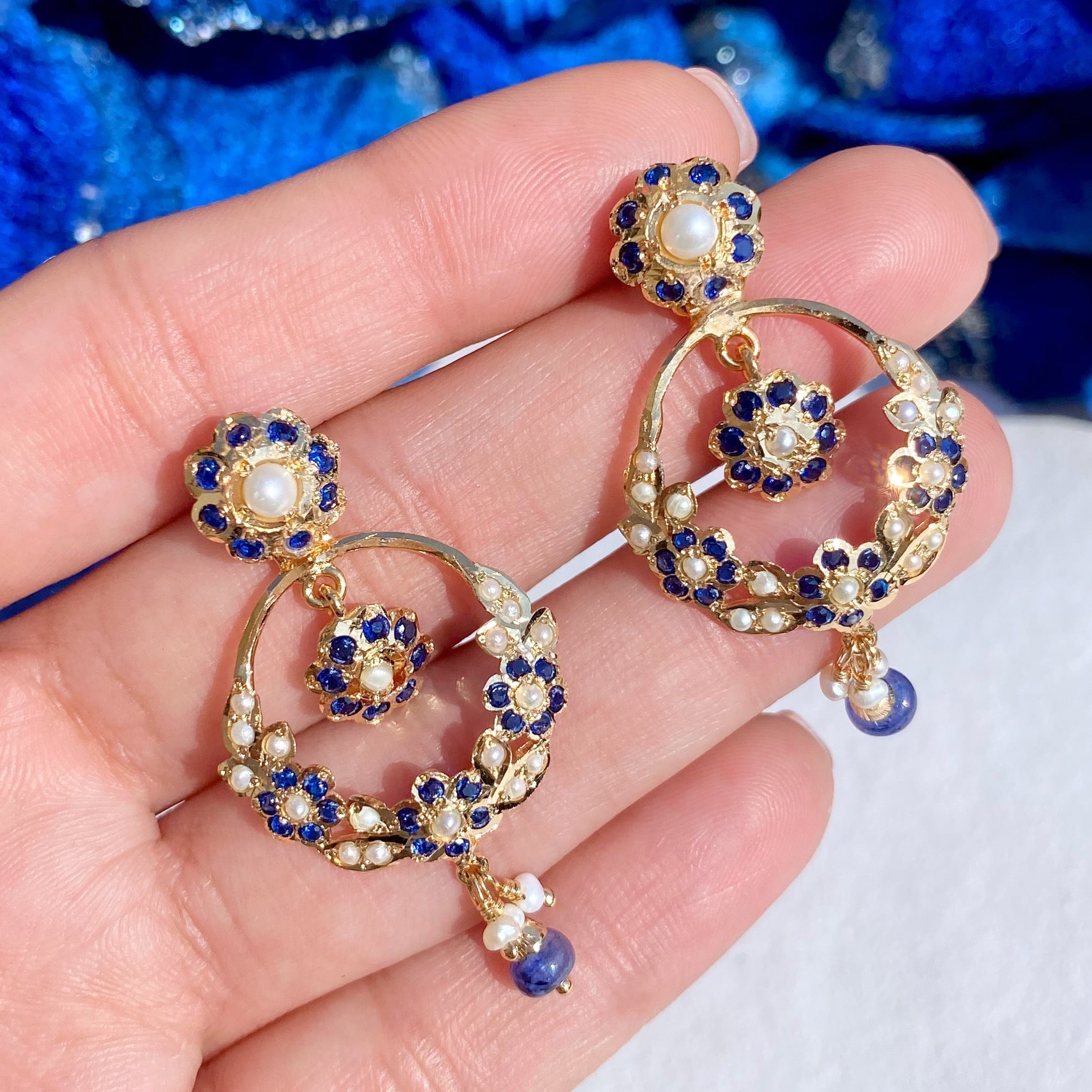 Small Jadau Earrings | Gold Plated | Indian Chandbali Design ER 495