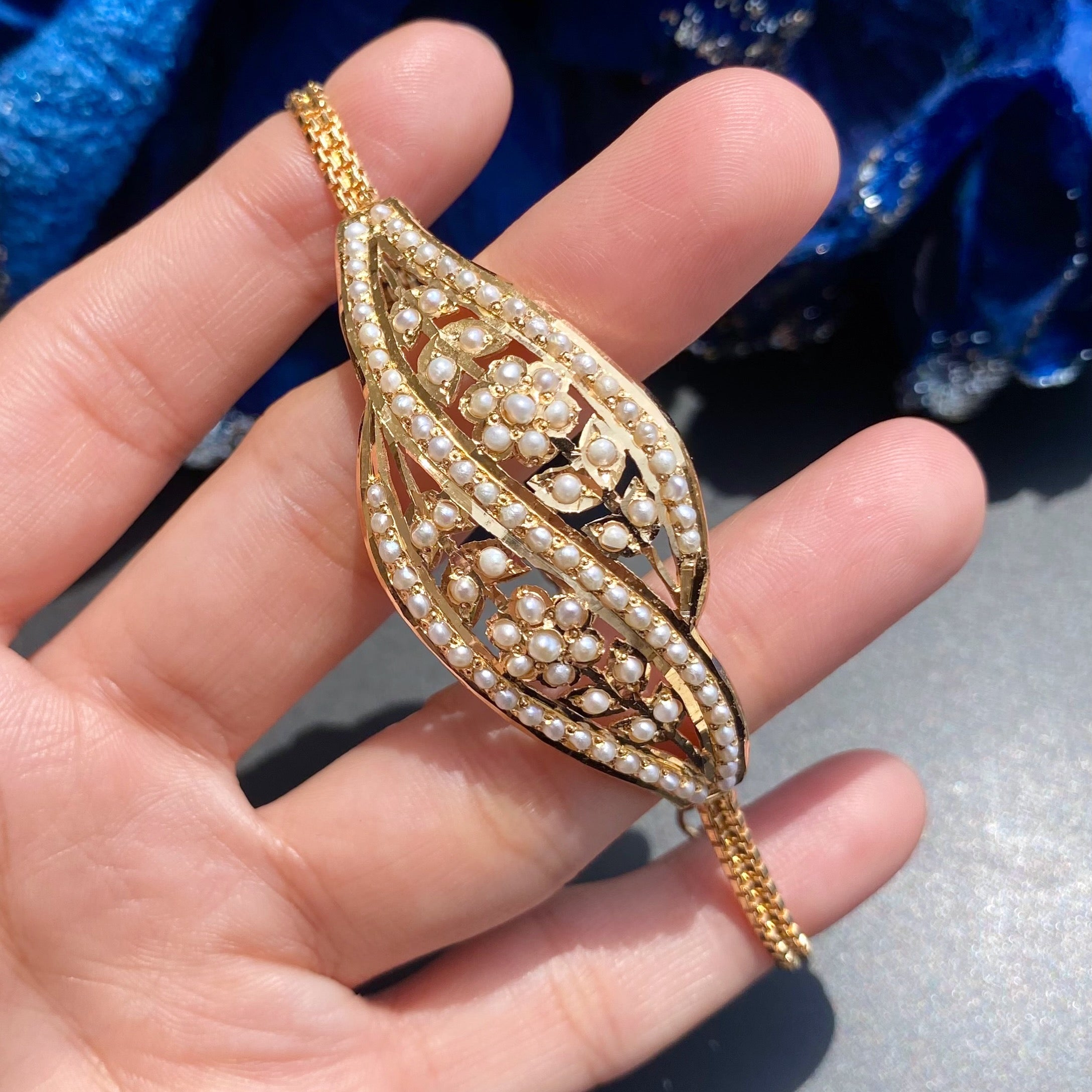 gold plated pearl bracelet gift for her