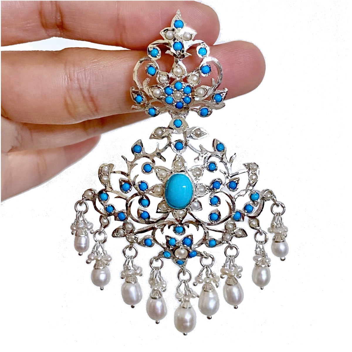 Edwardian Turquoise Earrings | Sterling Silver Antique Looks Jewelry Online