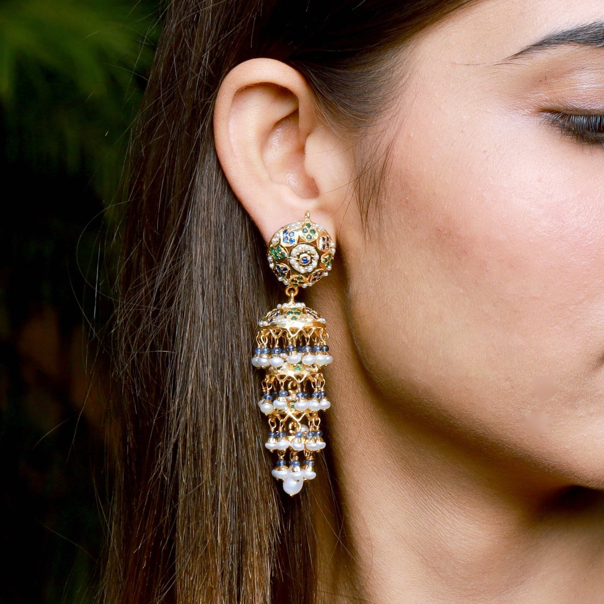 heavy jhumka earrings gold plated silver