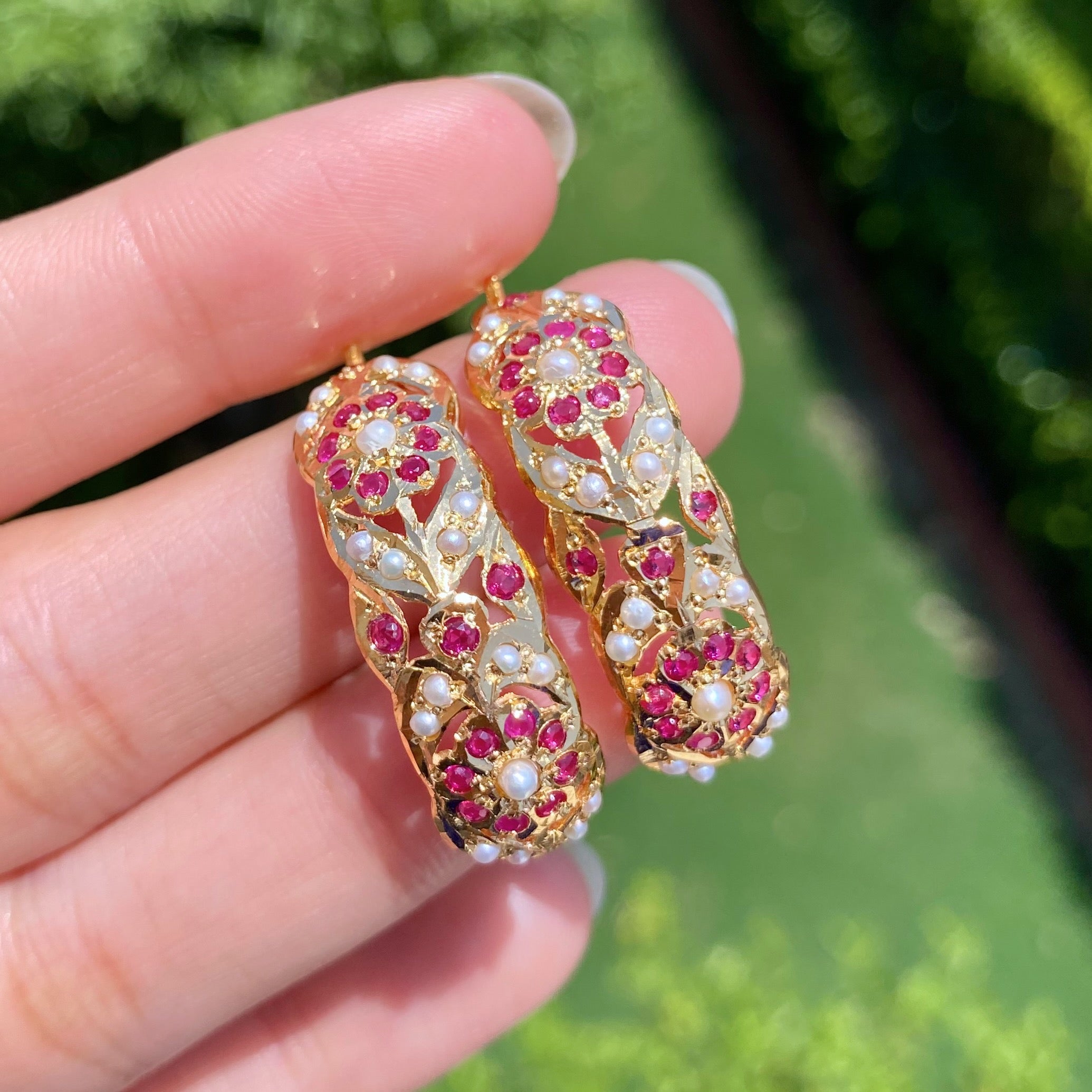 Ethnic Indian Hoop Earrings | 925 Silver with Gold Plating