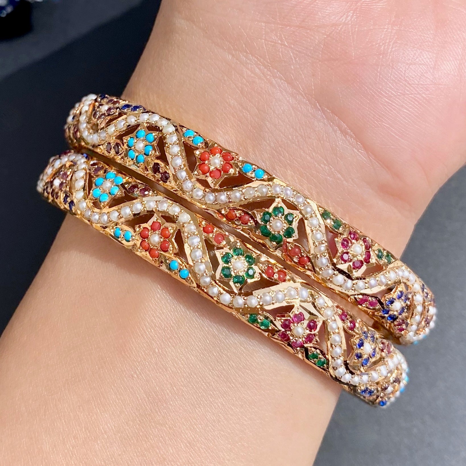 gold coated hyderabadi navaratna bangles