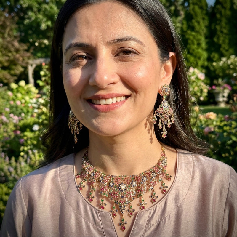 Antique Design Indian Necklace Set | Gold Plated Jewelry Online | Old World Charm NS 387