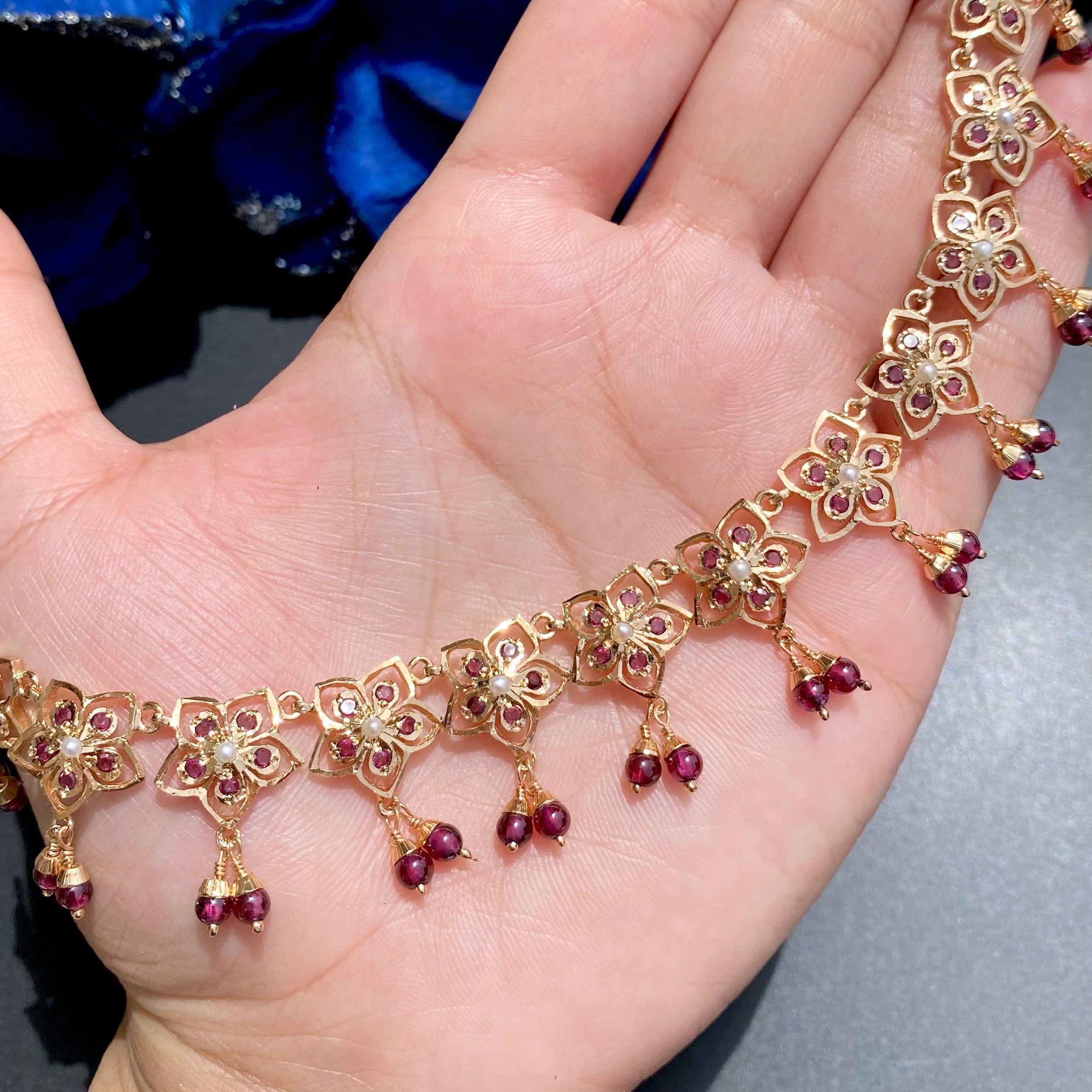 minimal garnet necklace set