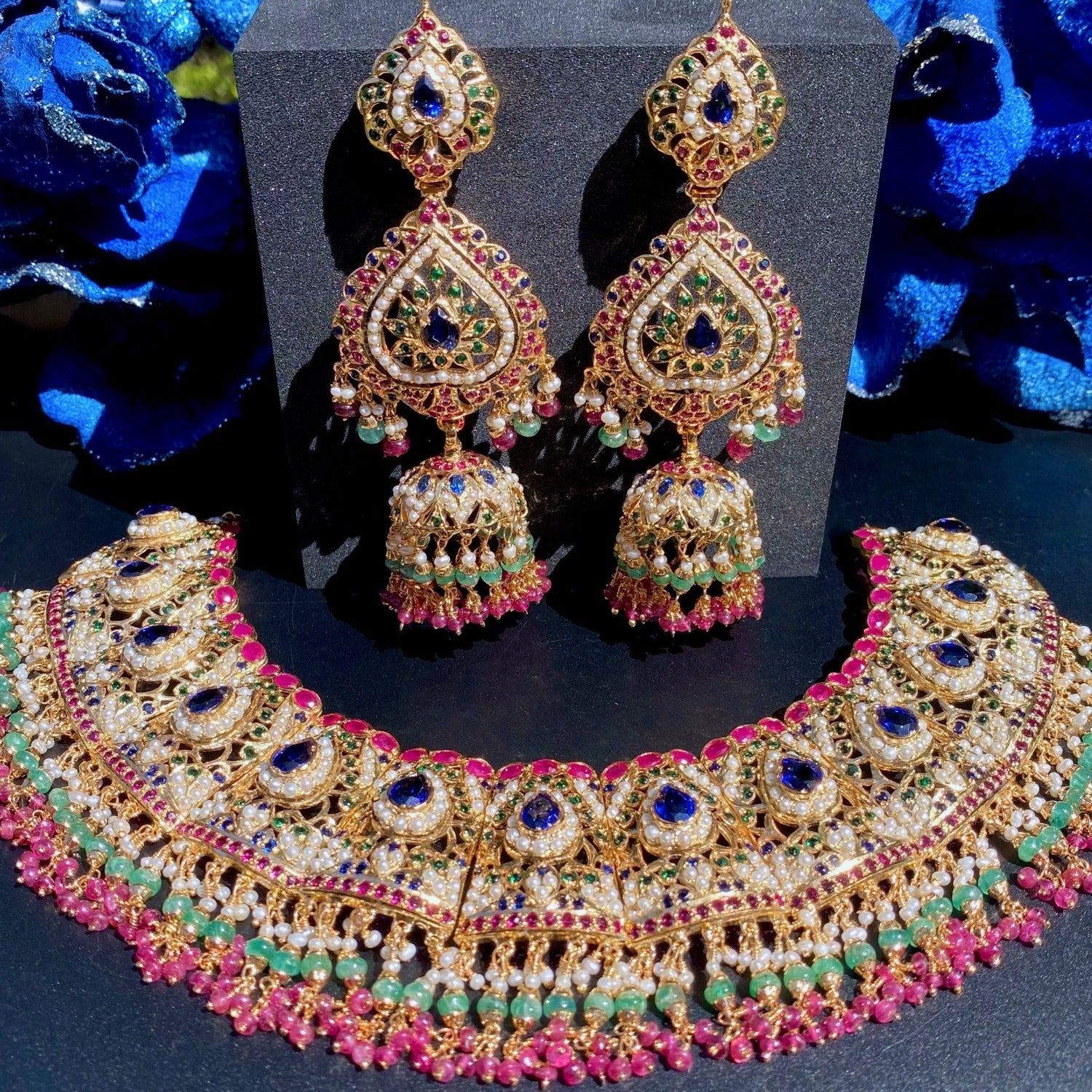 bridal necklace with jhumkas
