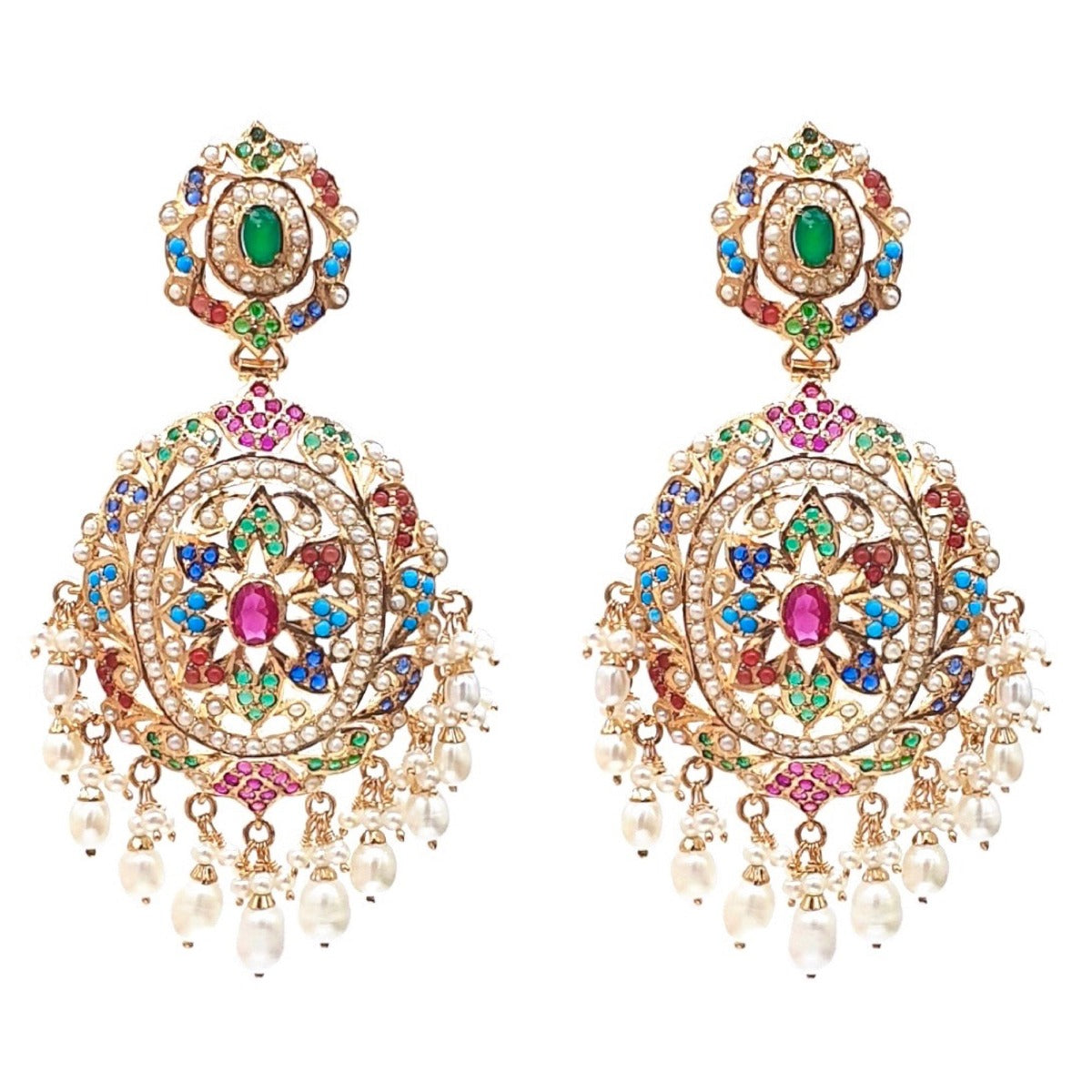 gold plated navratna earrings