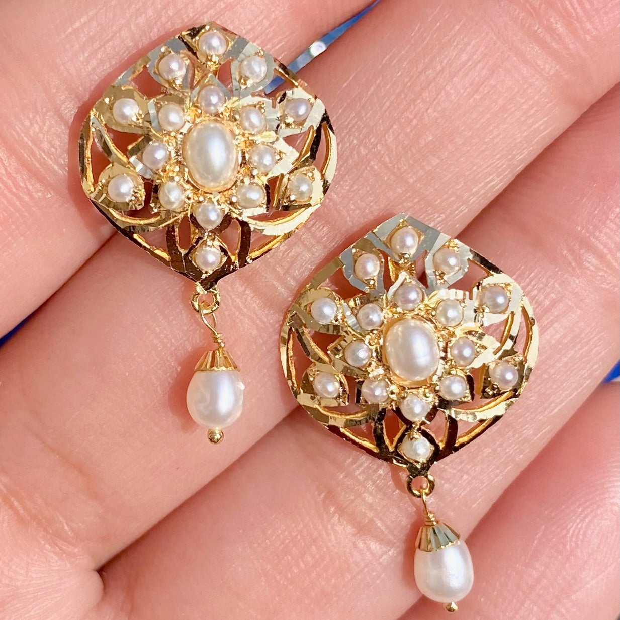 Gold Pendant Set | Vintage Edwardian Design | Freshwater Pearls