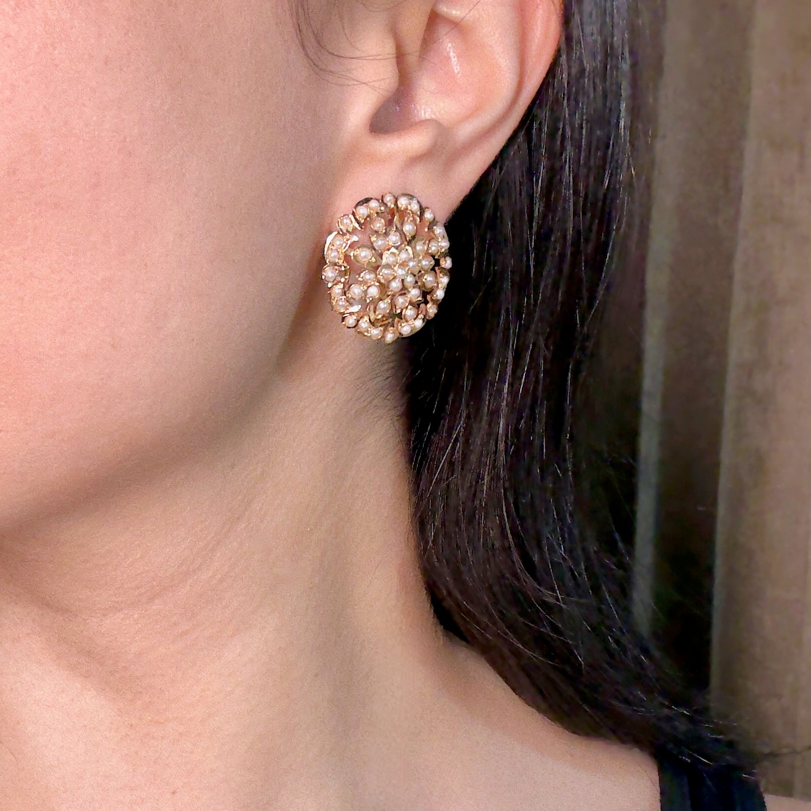 Sober and Sophisticated Pearl Stud Earrings | Gold Plated Silver | Classic Amritsari Jadau Art