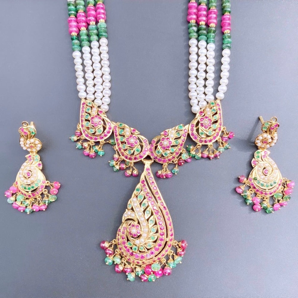 traditional hyderabadi jadau necklace set gold